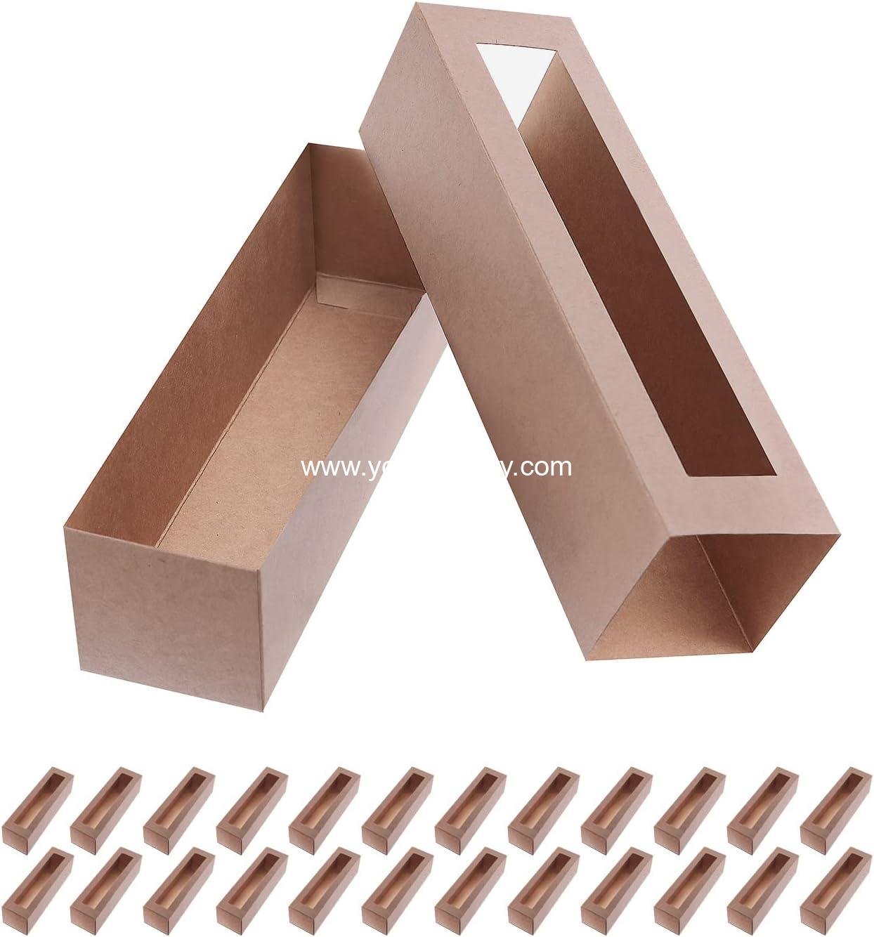 25 Macaron Boxes for 6 Macarons Kraft Macaron Boxes with Interior Measurement 7.3" x 1.9" x 1.9" Macarons Gift Boxes with Clear Window (without Macaron inside)