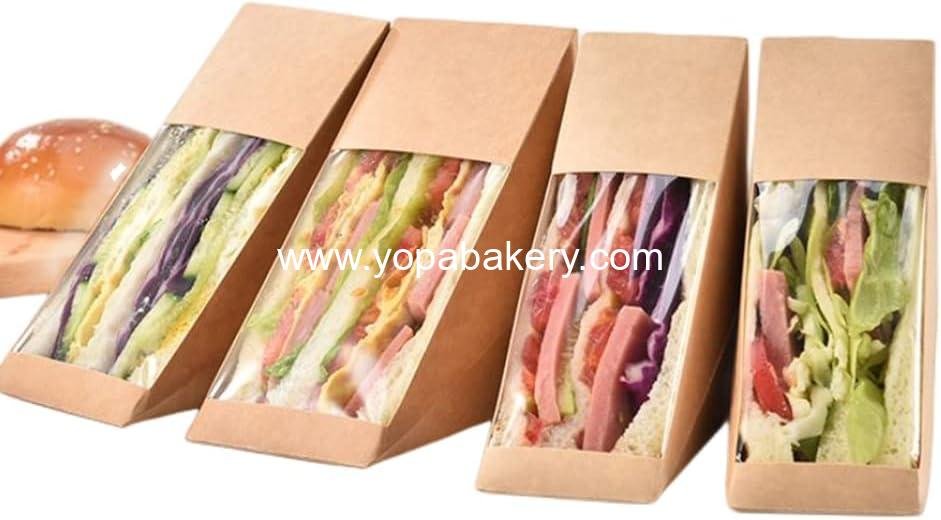 Wholesale 50 Pcs Eco-Friendly Sandwich Paper Boxes with Window Display for Takeaway Service (Large) - Factory