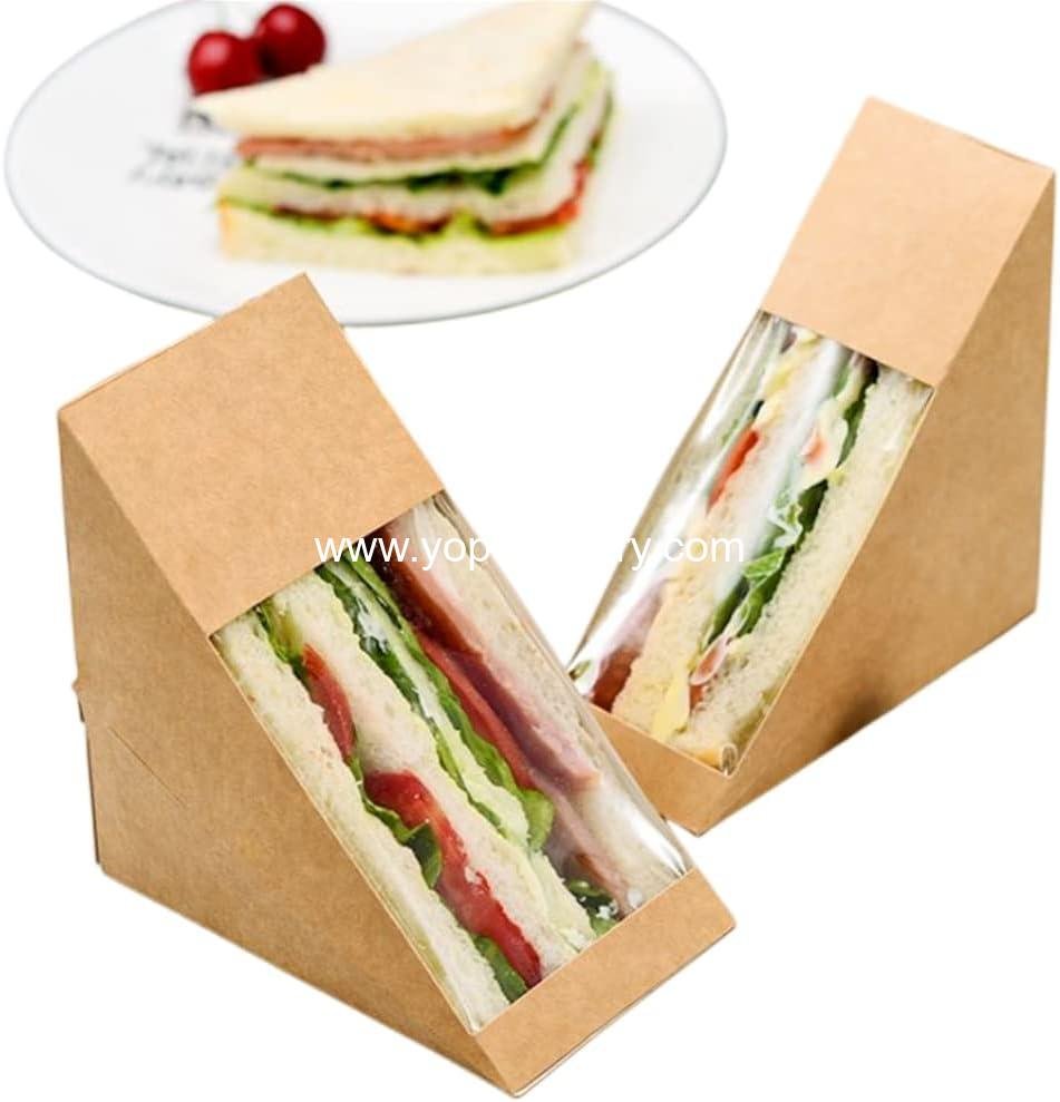 Wholesale 50 Pcs Eco-Friendly Sandwich Paper Boxes with Window Display for Takeaway Service (Large) - Factory