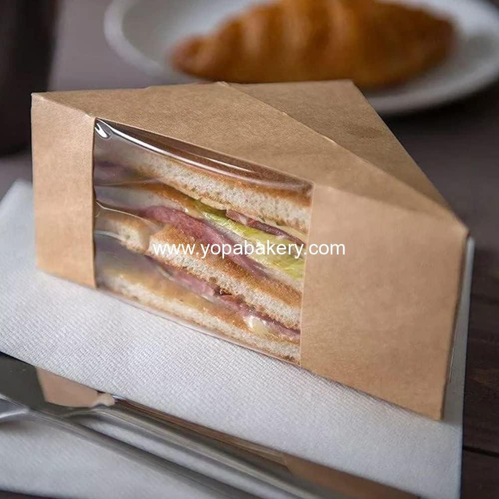 Wholesale 50 Pcs Eco-Friendly Sandwich Paper Boxes with Window Display for Takeaway Service (Large) - Factory