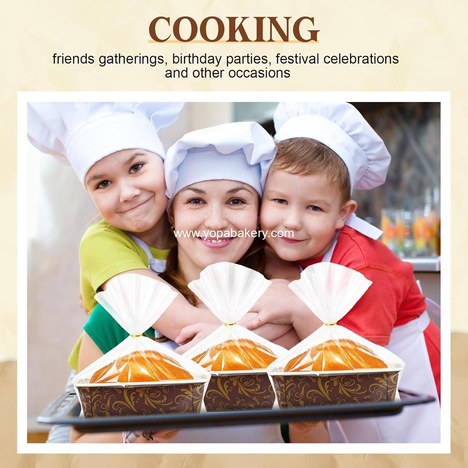 Wholesale 50 Sets Paper Loaf Pans for Baking 7.87 x 3.15 x 2.76 Inch Disposable Bread Pans with Clear Plastic Bags and Ties for Cake, Bread, and Sweets Factory