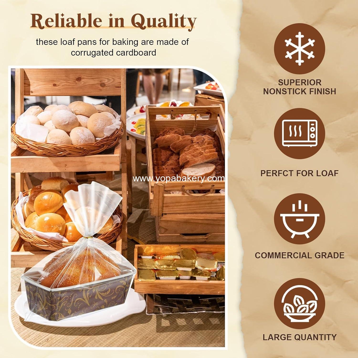 Wholesale 50 Sets Paper Loaf Pans for Baking 7.87 x 3.15 x 2.76 Inch Disposable Bread Pans with Clear Plastic Bags and Ties for Cake, Bread, and Sweets Factory