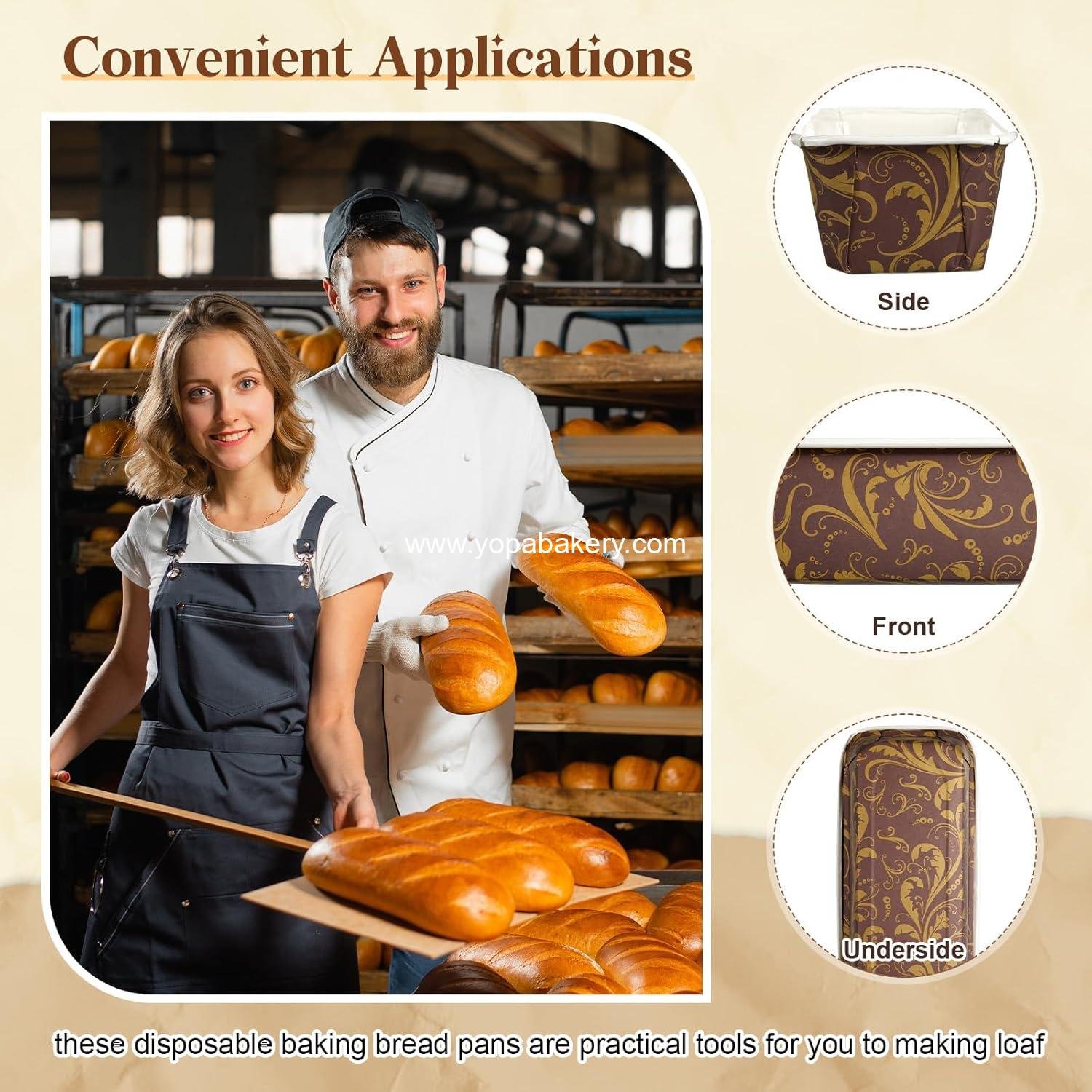 Wholesale 50 Sets Paper Loaf Pans for Baking 7.87 x 3.15 x 2.76 Inch Disposable Bread Pans with Clear Plastic Bags and Ties for Cake, Bread, and Sweets Factory