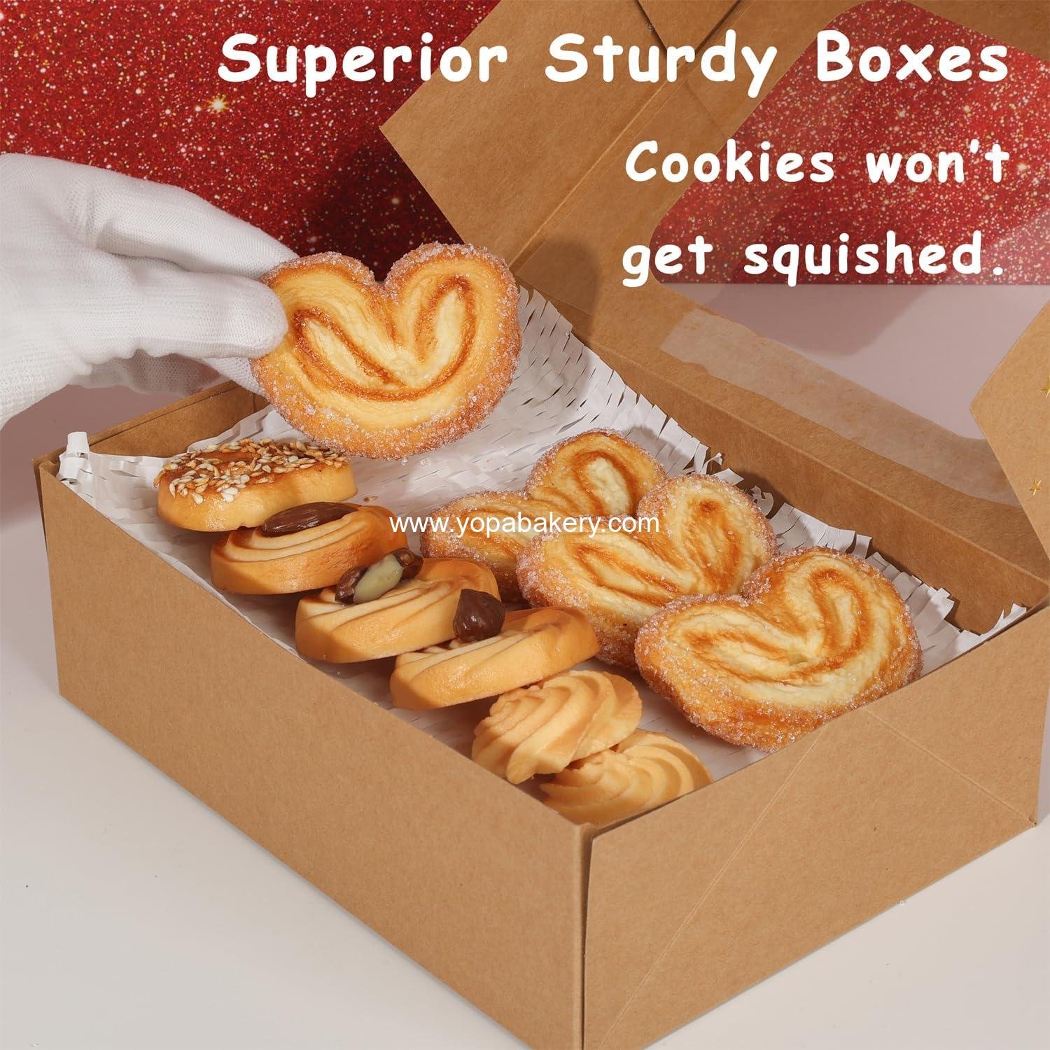 Wholesale 12pcs Gold Star Cookie Boxes - Brown Bakery Boxes with Window 8.25x6x2.75in Gold Foil Star Treat Cake Boxes for Gift Giving Pastries, Desserts, Cupcakes, Candy, and Donut Packaging (KRAFT PAPER, 12) - Factory