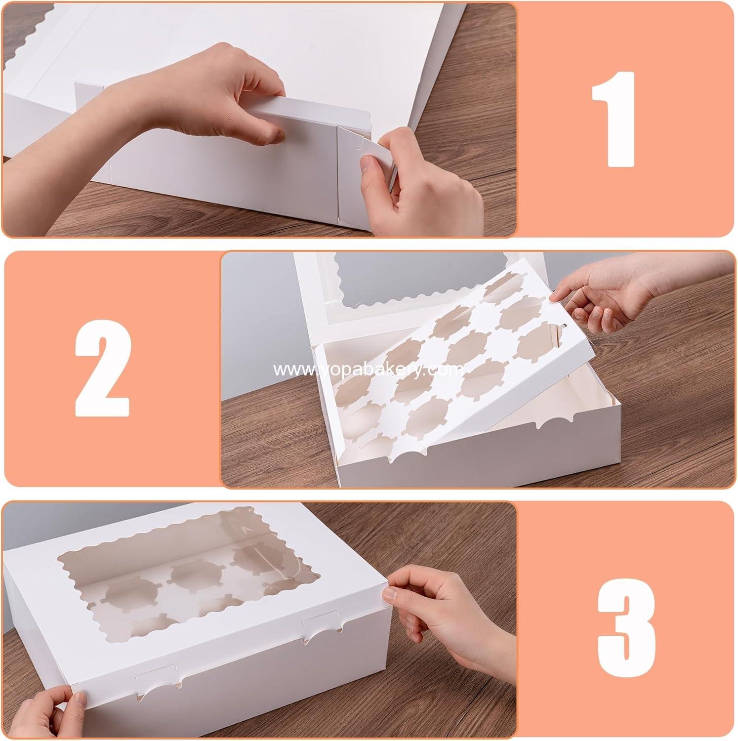 Wholesale 12 Count Cupcake Boxes, 4PCS Cupcake Containers with Window, Food Grade Cupcake Holders for Birthday and Holiday Parties, Bakery Supplies for Desserts and More - Manufacturer