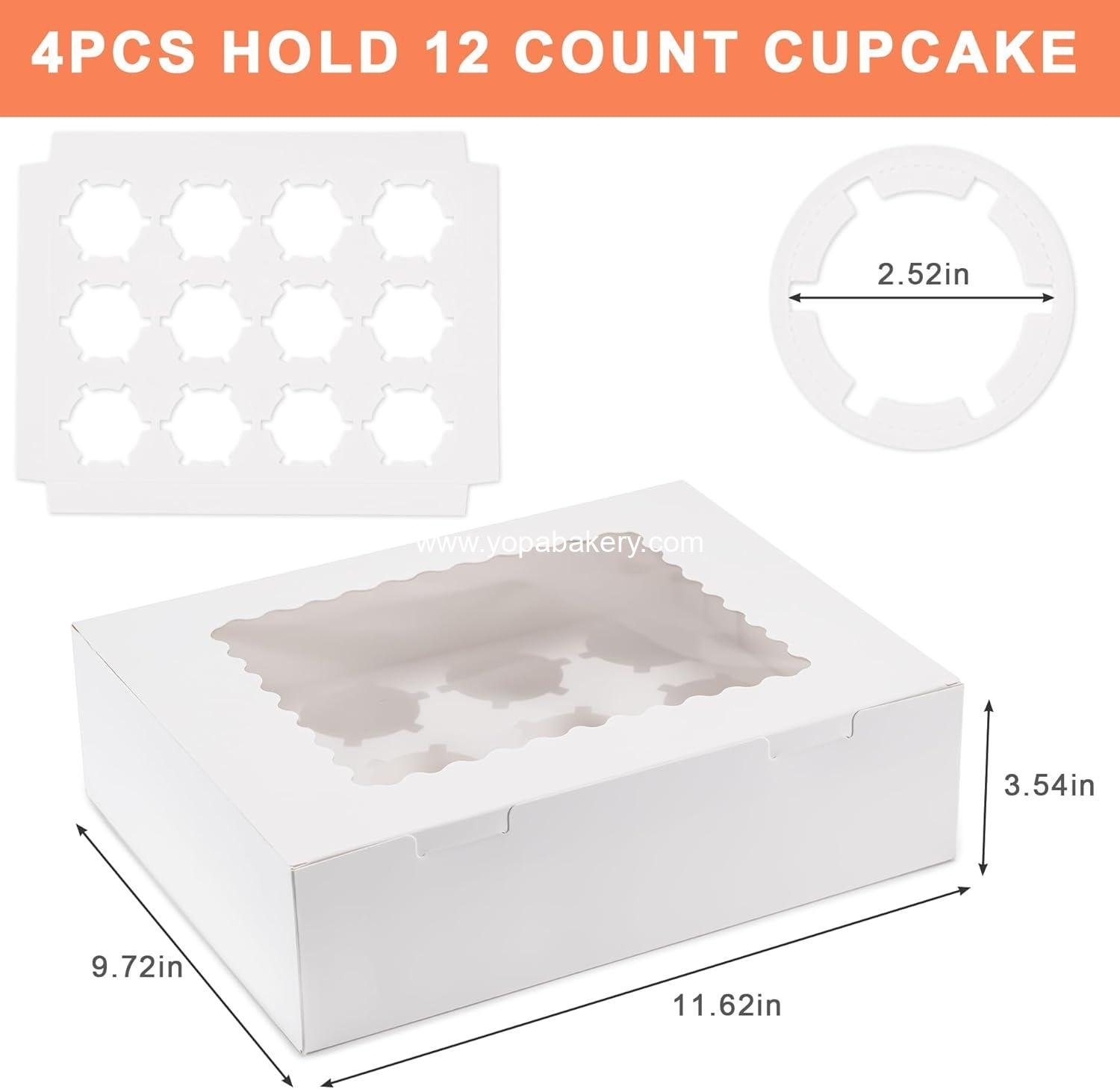 Wholesale 12 Count Cupcake Boxes, 4PCS Cupcake Containers with Window, Food Grade Cupcake Holders for Birthday and Holiday Parties, Bakery Supplies for Desserts and More - Manufacturer