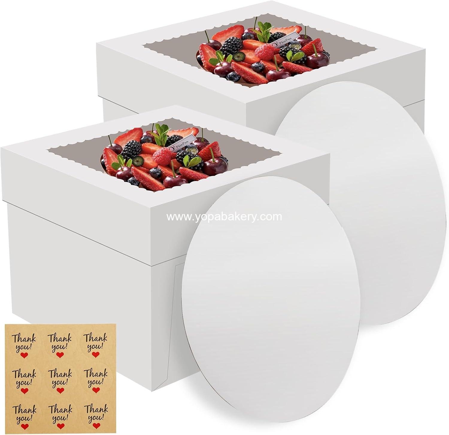 Wholesale 2 Pack Cake Boxes 10x10x8 Inches with Cake Boards Disposable Carrier Transport Container with Lid White Bakery Boxes with Window for Cookies Pies Cupcakes Factory