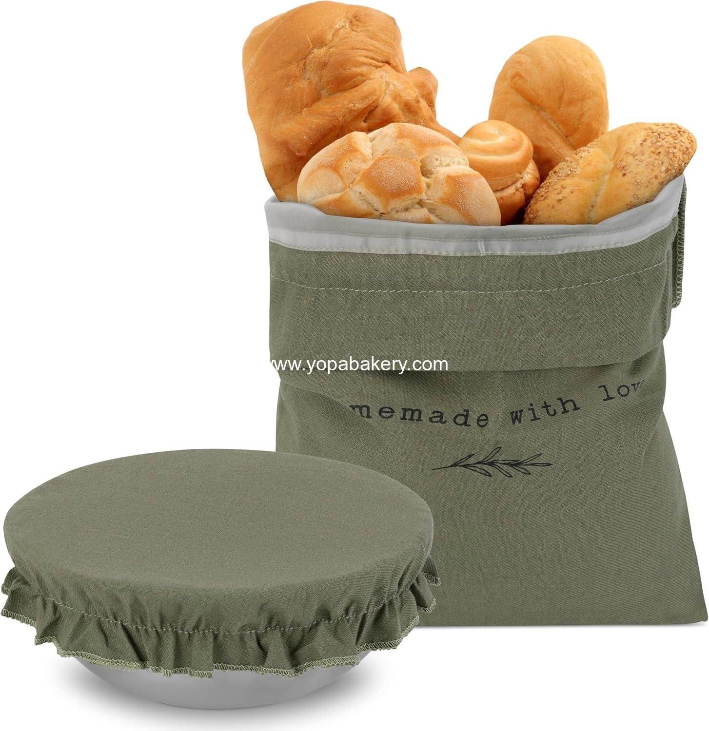 KIBAGA Beautiful Linen Bread Bag and Proofing Cover For Homemade Sourdough Bread - Keeps Your Loaf Fresh for Days - Reusable and Easy to Clean Storage Bag, The Perfect Baking Accessories