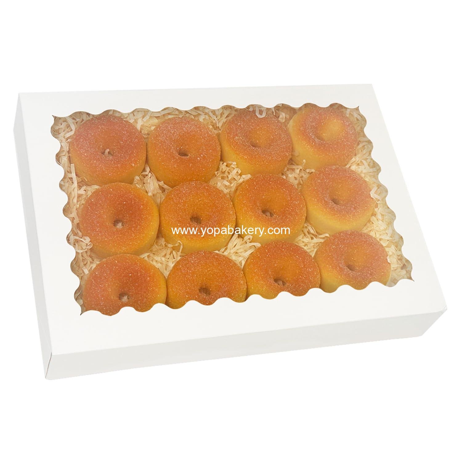 qiqee Auto-pop Up White Cookie Box with Window 16x10.5x2.5 Inch 24Pcs Bakery Pastry Macaron Bakery Box for Packaging