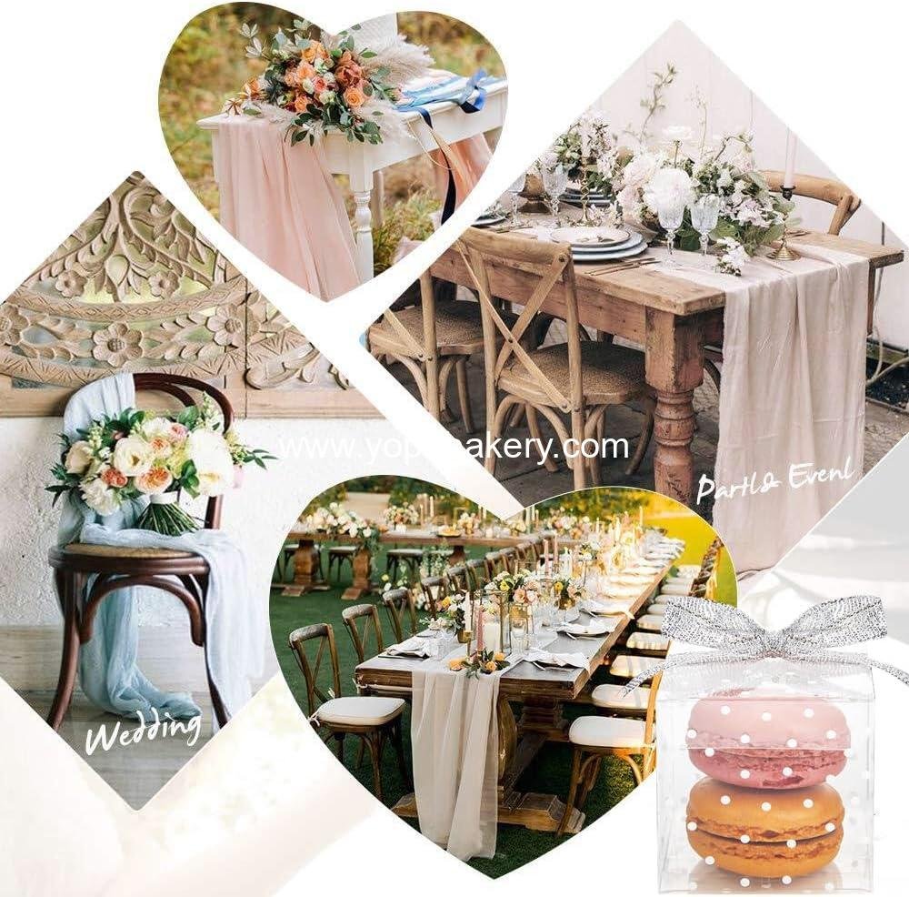 Wholesale 50 PCS Clear Favor Cube Boxes 2x2x2 Inches with White Polka Dots and Silver Ribbons for Wedding Baby Shower Birthday Party - Factory