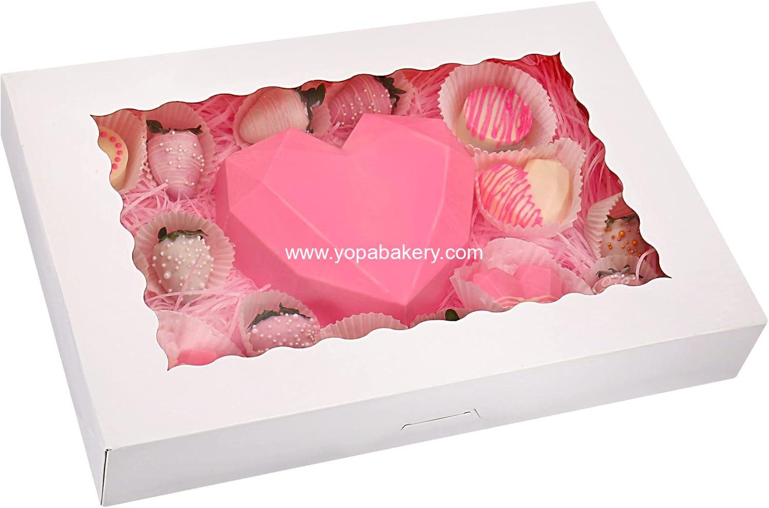 Wholesale 20-Pack Bakery Boxes 16" x 11" x 2.5" with Window for 12 Donuts, Auto-Popup Large Cookie and Treat Boxes for Pastries (White) Factory