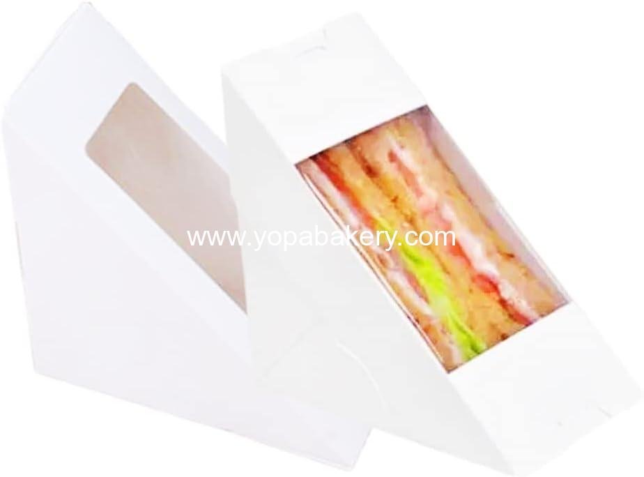 Wholesale 100 Pcs Eco-Friendly Sandwich Paper Boxes with Window Display for Bakery and Restaurant Takeaway Service, Medium White - Factory