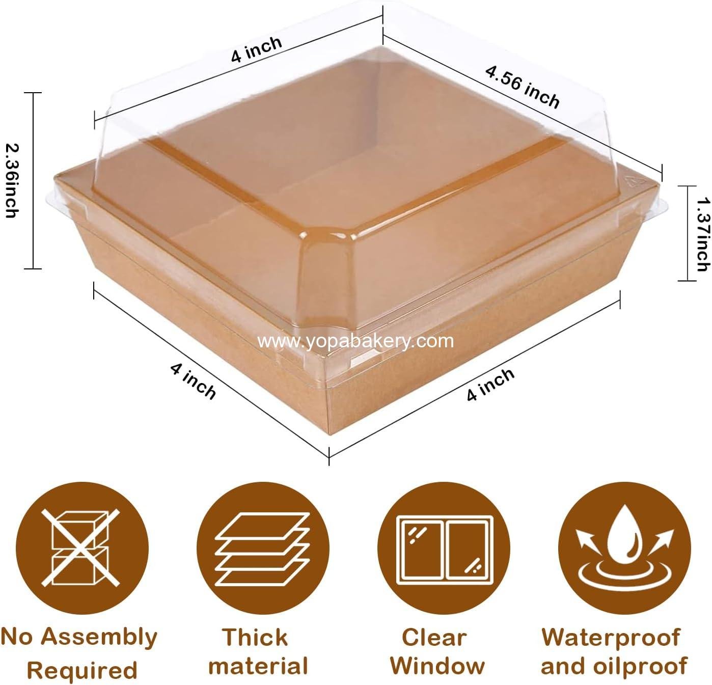Wholesale 50 Pack Charcuterie Boxes with Clear Lids - 4 Inch Small Dessert Boxes for Presenting and Transporting Sliced Cakes, Strawberries, and Delicacies (Brown) Factory Wholesale 50 Pack Charcuterie Boxes with Clear Lids - 4 Inch Small Dessert Boxes for Presenting and Transporting Sliced Cakes, Strawberries, and Delicacies (Brown) Factory