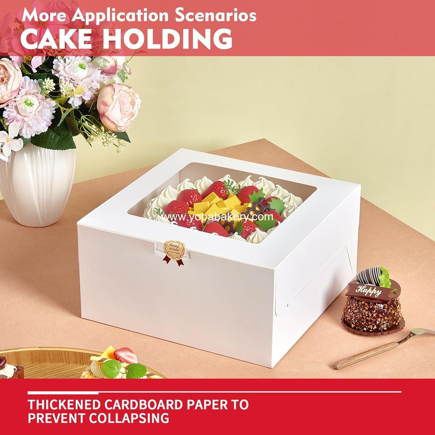 Wholesale 3 Pack Cake Boxes, 10x10x5 Inches Disposable Bakery Boxes with Window, White Square Containers with Lids for Pastries, Pies, Cookies, and Chocolates - OEM Factory Wholesale 3 Pack Cake Boxes, 10x10x5 Inches Disposable Bakery Boxes with Window, White Square Containers with Lids for Pastries, Pies, Cookies, and Chocolates - OEM Factory