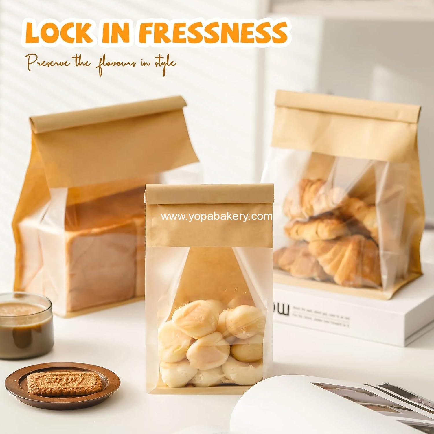 Wholesale 50 Pack Bread Bags with Tabs for Homemade Sourdough, 8.7x4.3x11 Inches Tin Tie Lock Paper Bakery Bags with Window for Gifting & Bake Sale Factory
