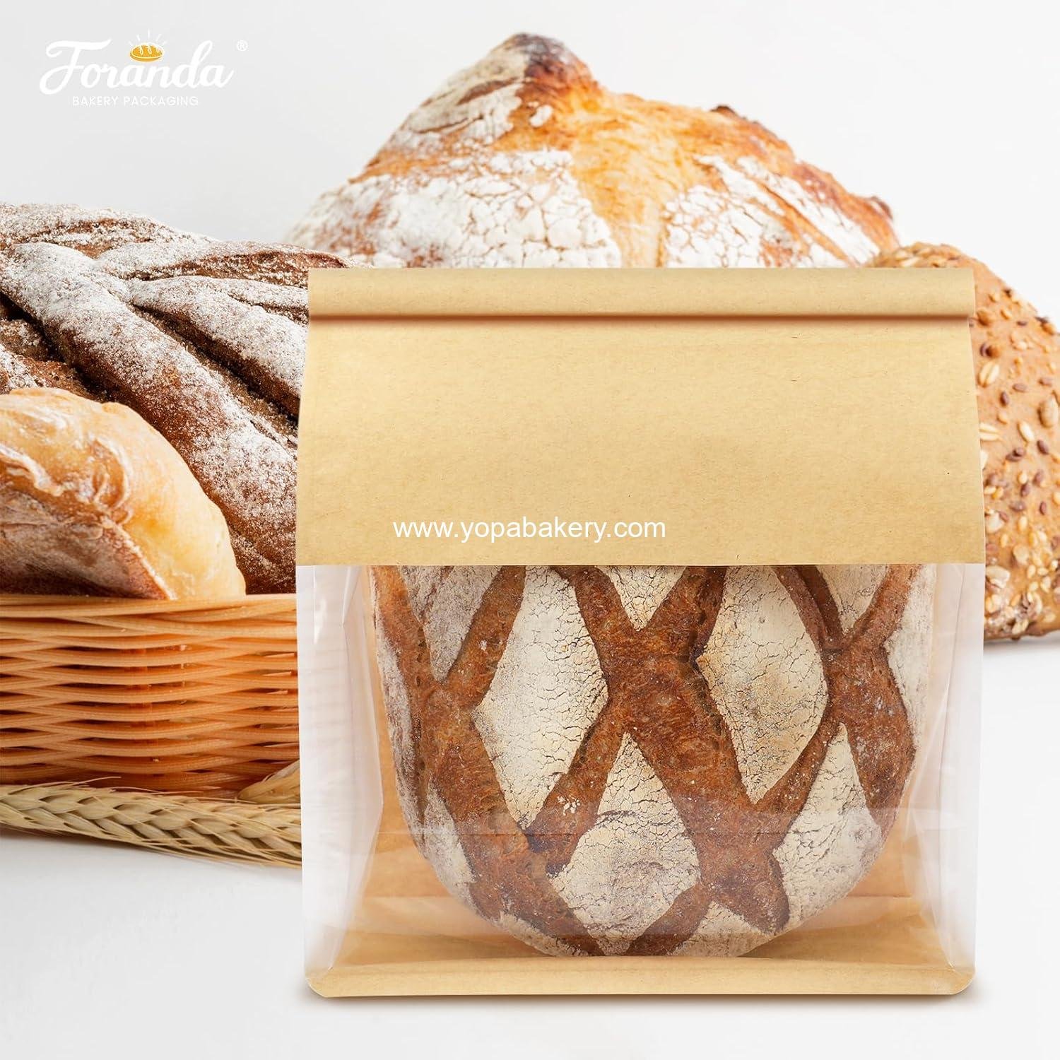 Wholesale 50 Pack Bread Bags with Tabs for Homemade Sourdough, 8.7x4.3x11 Inches Tin Tie Lock Paper Bakery Bags with Window for Gifting & Bake Sale Factory
