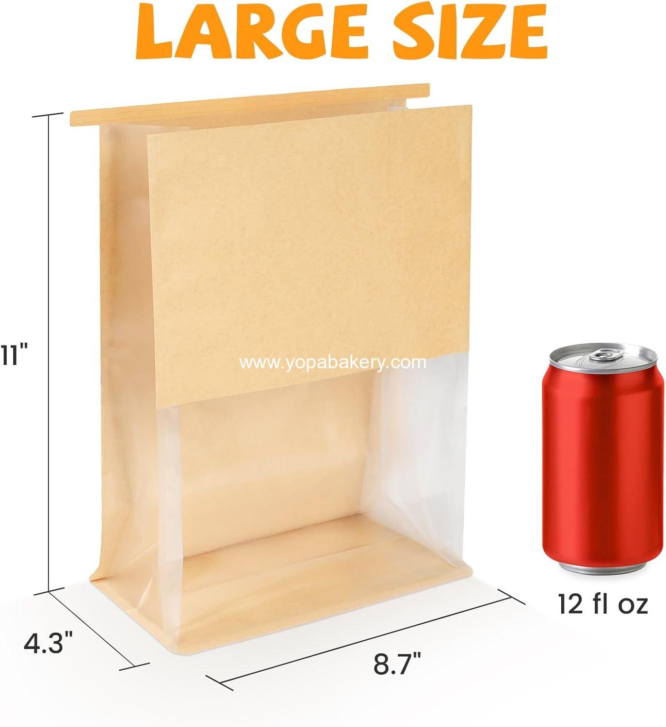 Wholesale 50 Pack Bread Bags with Tabs for Homemade Sourdough, 8.7x4.3x11 Inches Tin Tie Lock Paper Bakery Bags with Window for Gifting & Bake Sale Factory
