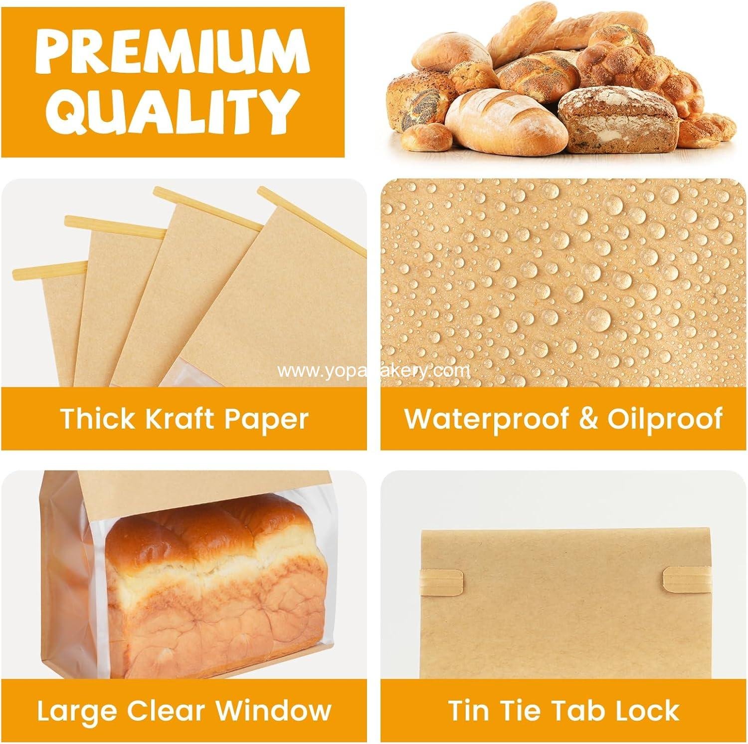 Wholesale 50 Pack Bread Bags with Tabs for Homemade Sourdough, 8.7x4.3x11 Inches Tin Tie Lock Paper Bakery Bags with Window for Gifting & Bake Sale Factory