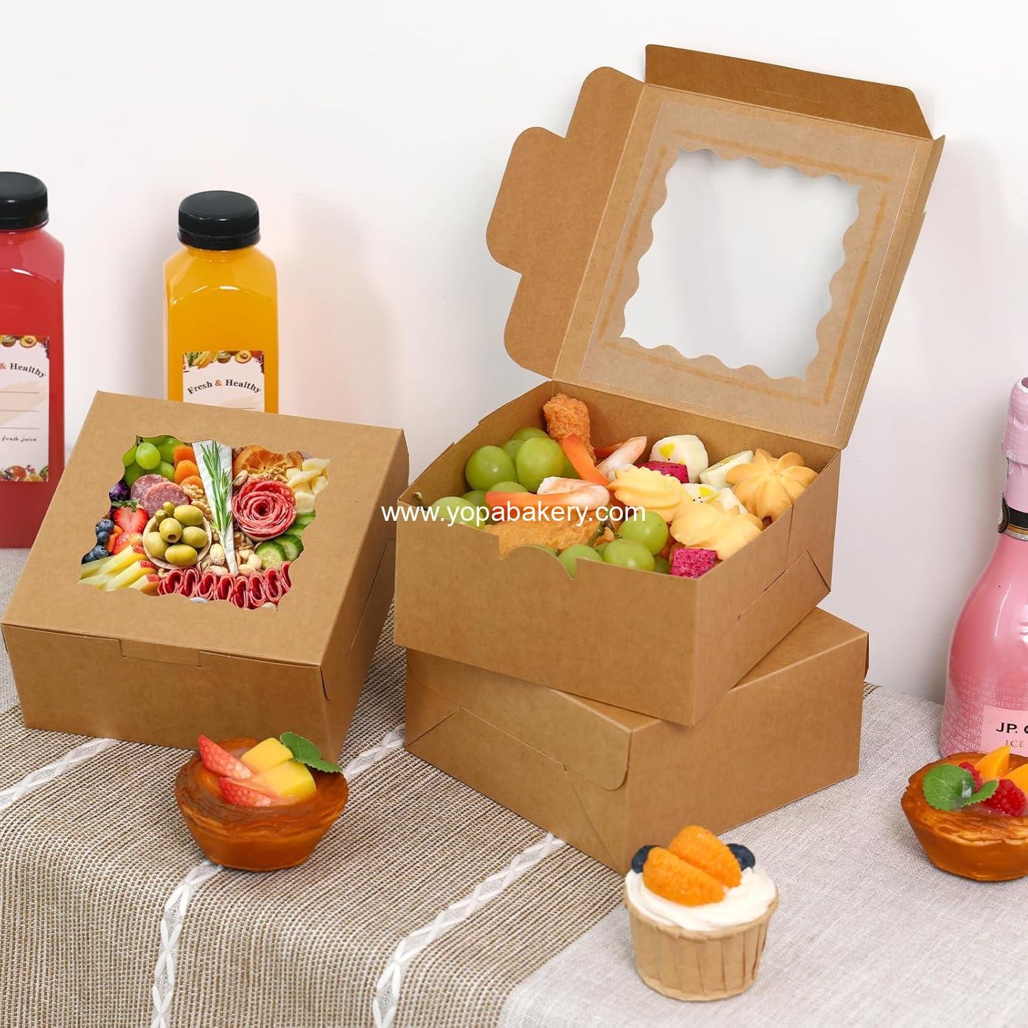 Wholesale 80pcs Brown Bakery Boxes with Window, 6x6x3 Inches Small Cookie Boxes for Treats, Pastries, Chocolate Covered Strawberries, Macarons, Cupcakes, Goodies, Donuts Factory Wholesale 80pcs Brown Bakery Boxes with Window, 6x6x3 Inches Small Cookie Boxes for Treats, Pastries, Chocolate Covered Strawberries, Macarons, Cupcakes, Goodies, Donuts Factory