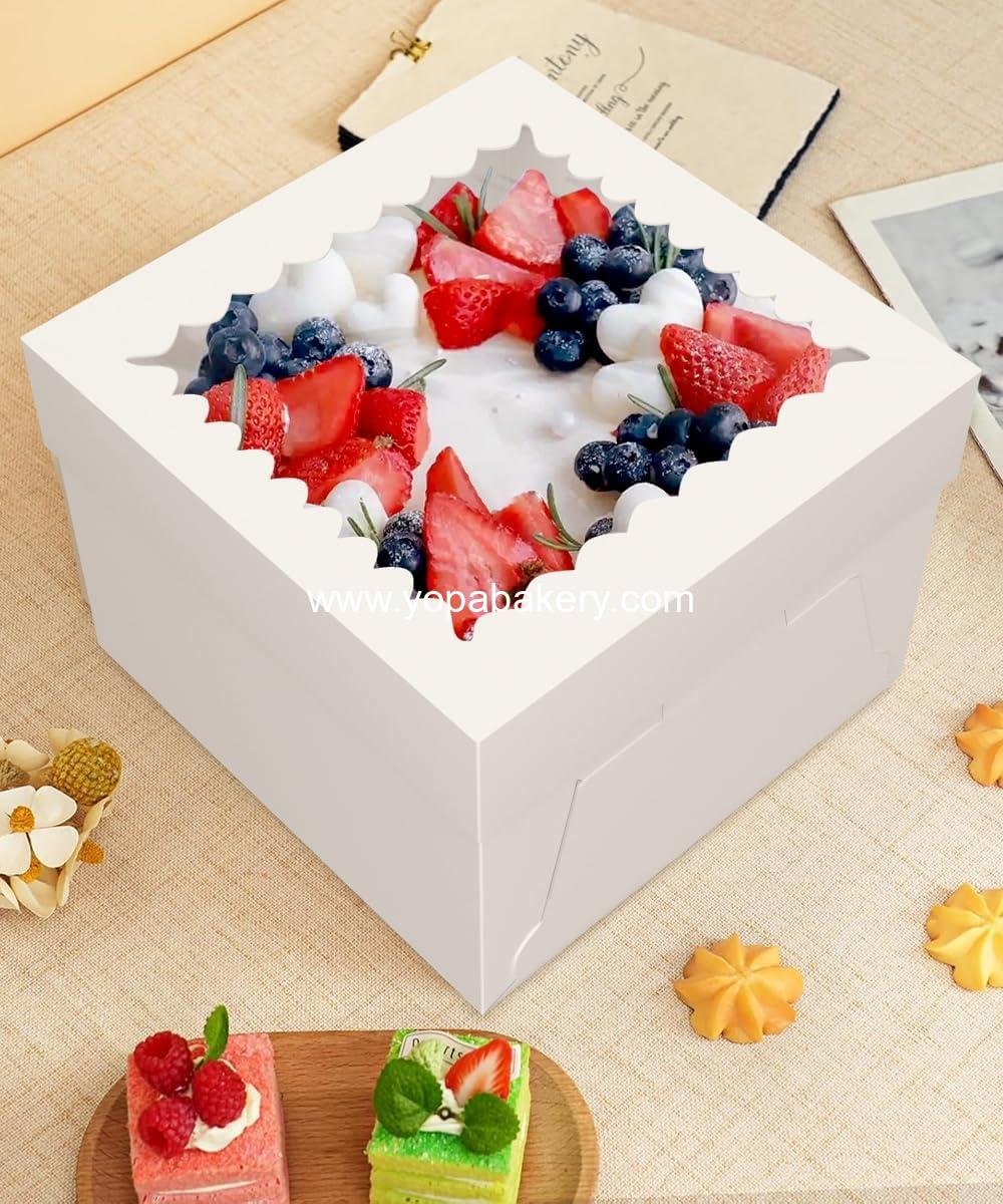 Wholesale 15 Pack Cake Boxes, 10x10x8 Inches with Cake Boards, White Bakery Boxes with Window, Disposable Containers for Cakes, Donuts, Pies, Cookies, Weddings, Birthdays, Parties Factory