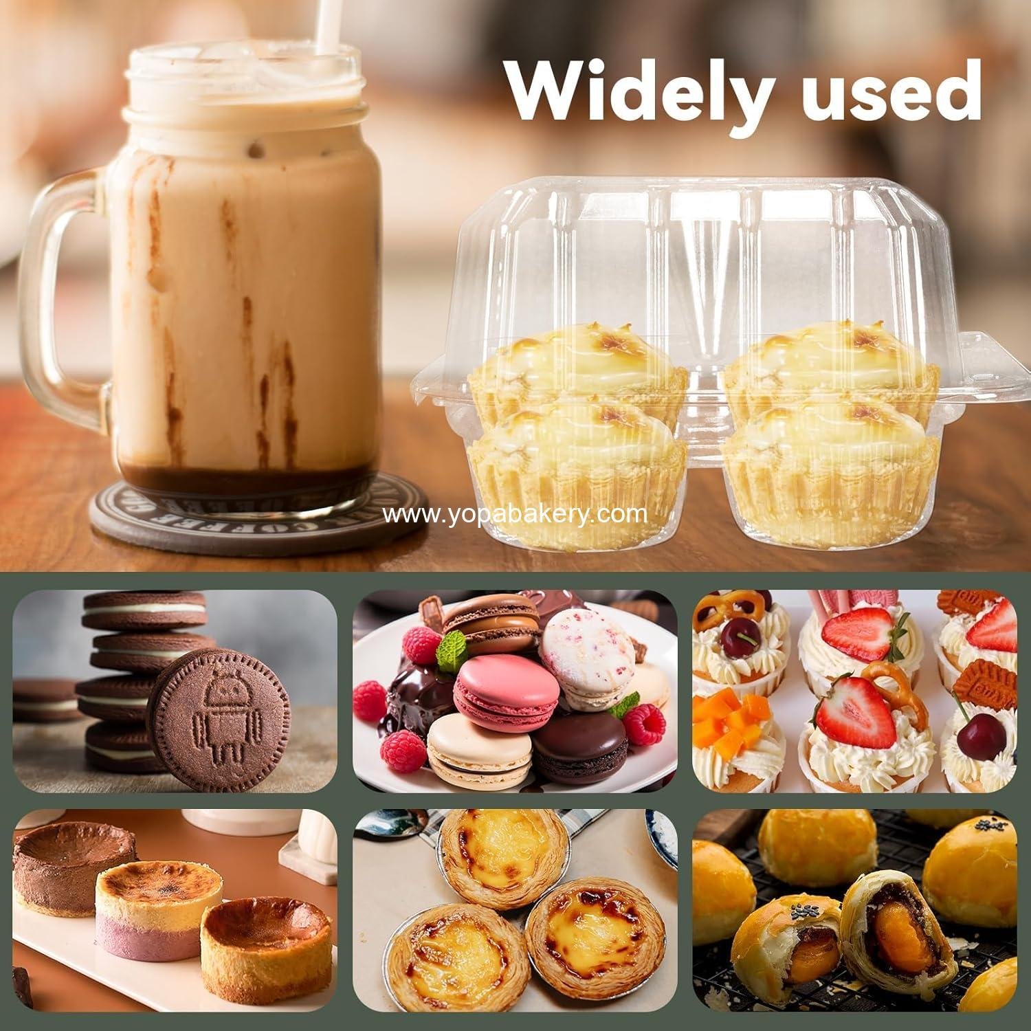 Wholesale 40 Pack 4-Compartment Clear Plastic Cupcake Containers with Deep Dome, 4-Cavity Holders for Bakery Muffins - Manufacturer