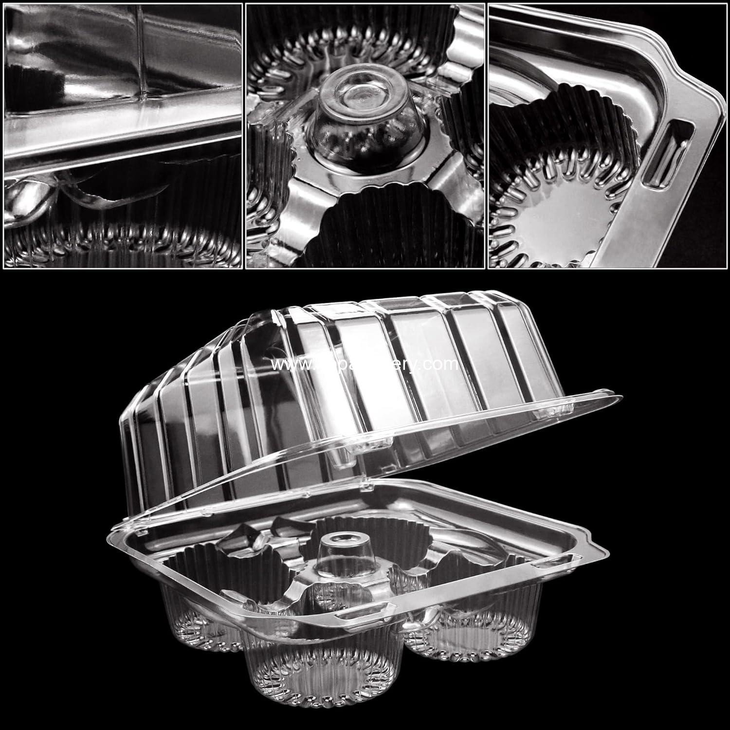 Wholesale 40 Pack 4-Compartment Clear Plastic Cupcake Containers with Deep Dome, 4-Cavity Holders for Bakery Muffins - Manufacturer