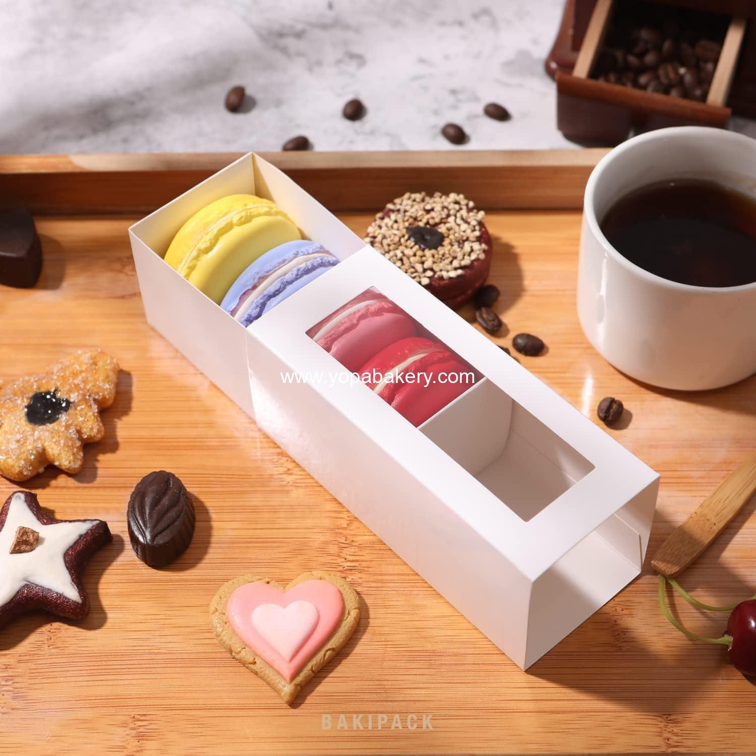 Wholesale Macaron Boxes for 4 or 5 Macarons - White Gift Boxes with Clear Window (Interior: 4.8