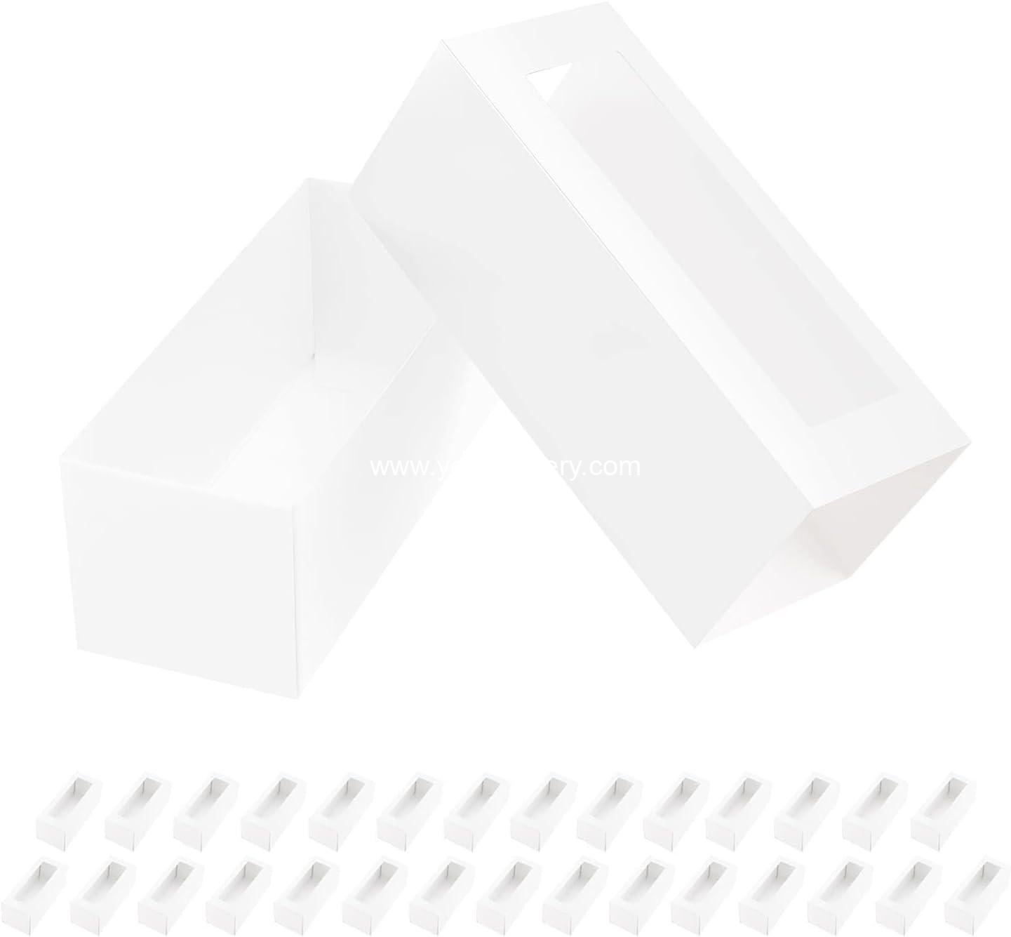 Wholesale Macaron Boxes for 4 or 5 Macarons - White Gift Boxes with Clear Window (Interior: 4.8" x 1.9" x 1.9") - Candy Boxes - ODM Factory