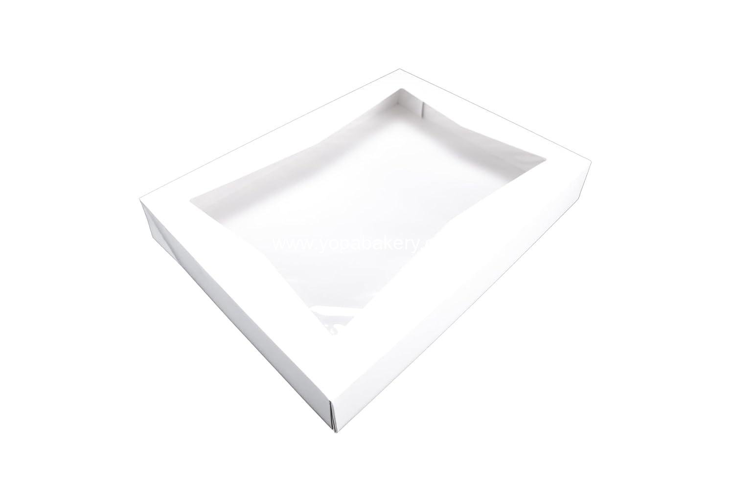 Wholesale White Paperboard Window Bakery Box, 16" x 12" x 2-1/4" (Case of 100) - Factory