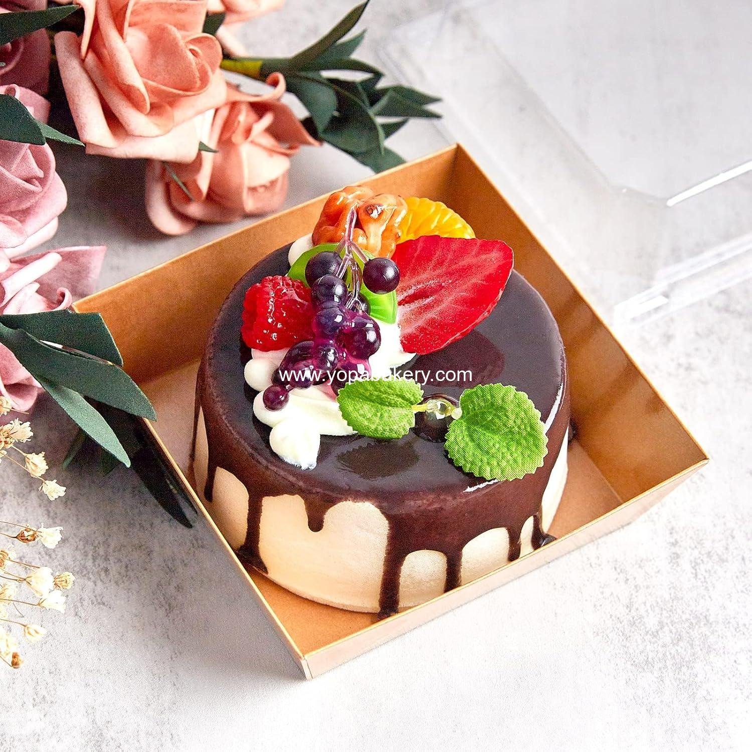 Wholesale 50 Pack Small Charcuterie Boxes with Clear Lids, 4 Inch Disposable Bakery Boxes for Cookies, Cake Slices, Mini Cakes, Chocolate Strawberries (Brown) Factory