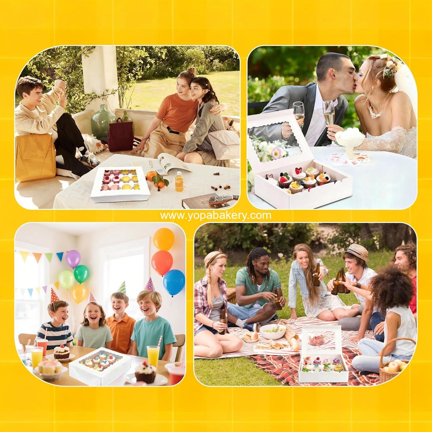 Wholesale 4Pcs Cupcake Boxes, 12 Count Cupcake Containers with Viewing Window for Parties, Banquets, Bakeries and More - Factory