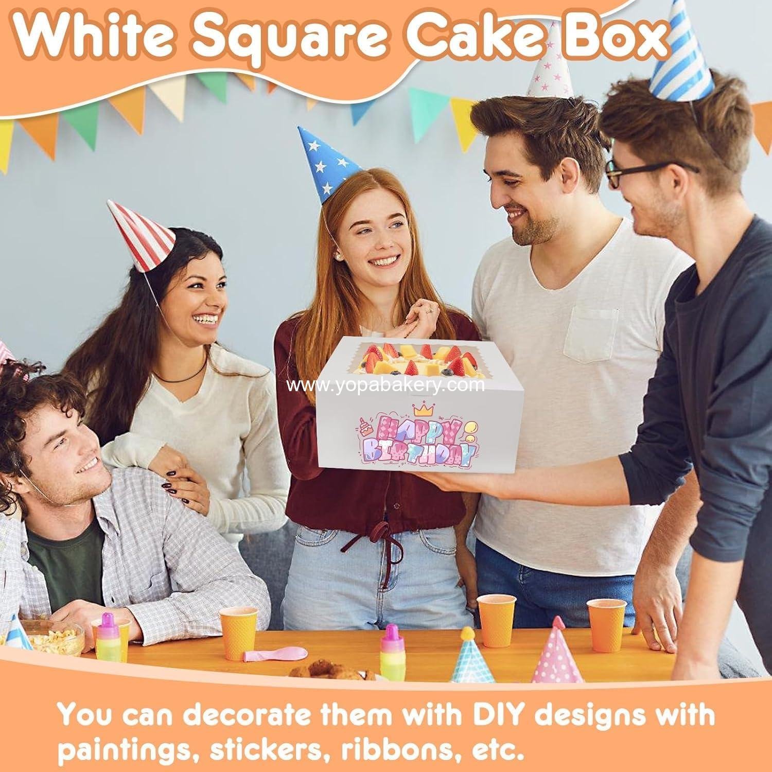 Wholesale 3pcs 10x10x4.5 Inches Cake Boxes, Disposable Bakery Boxes with Window for Cakes, Donuts, Cookies, Chocolate, Pies, Weddings, Birthdays, Parties - Factory