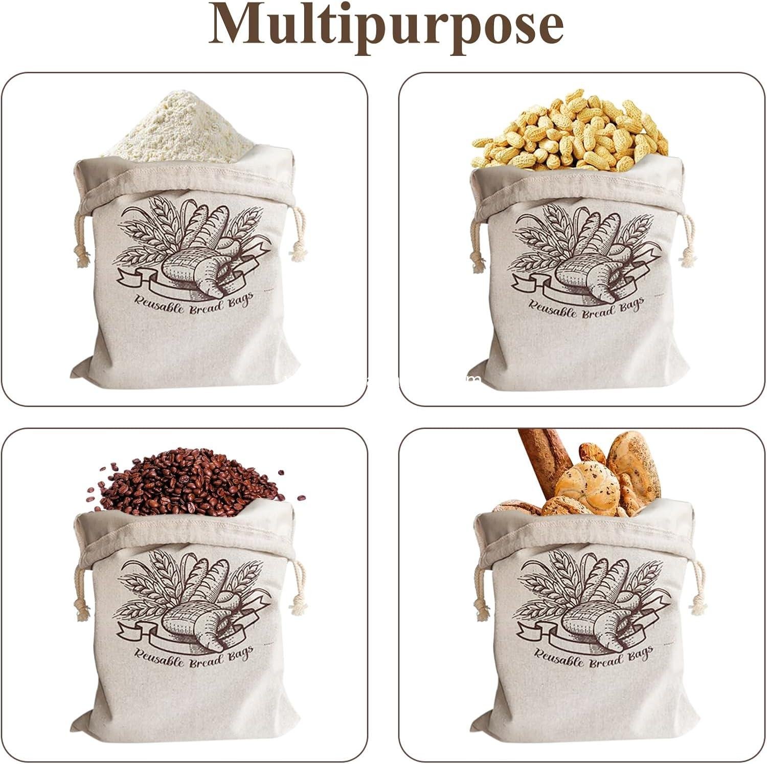 Wholesale 2 Pack Reusable Bread Bags - Natural Linen Drawstring Bags for Homemade Bread Storage (15.7