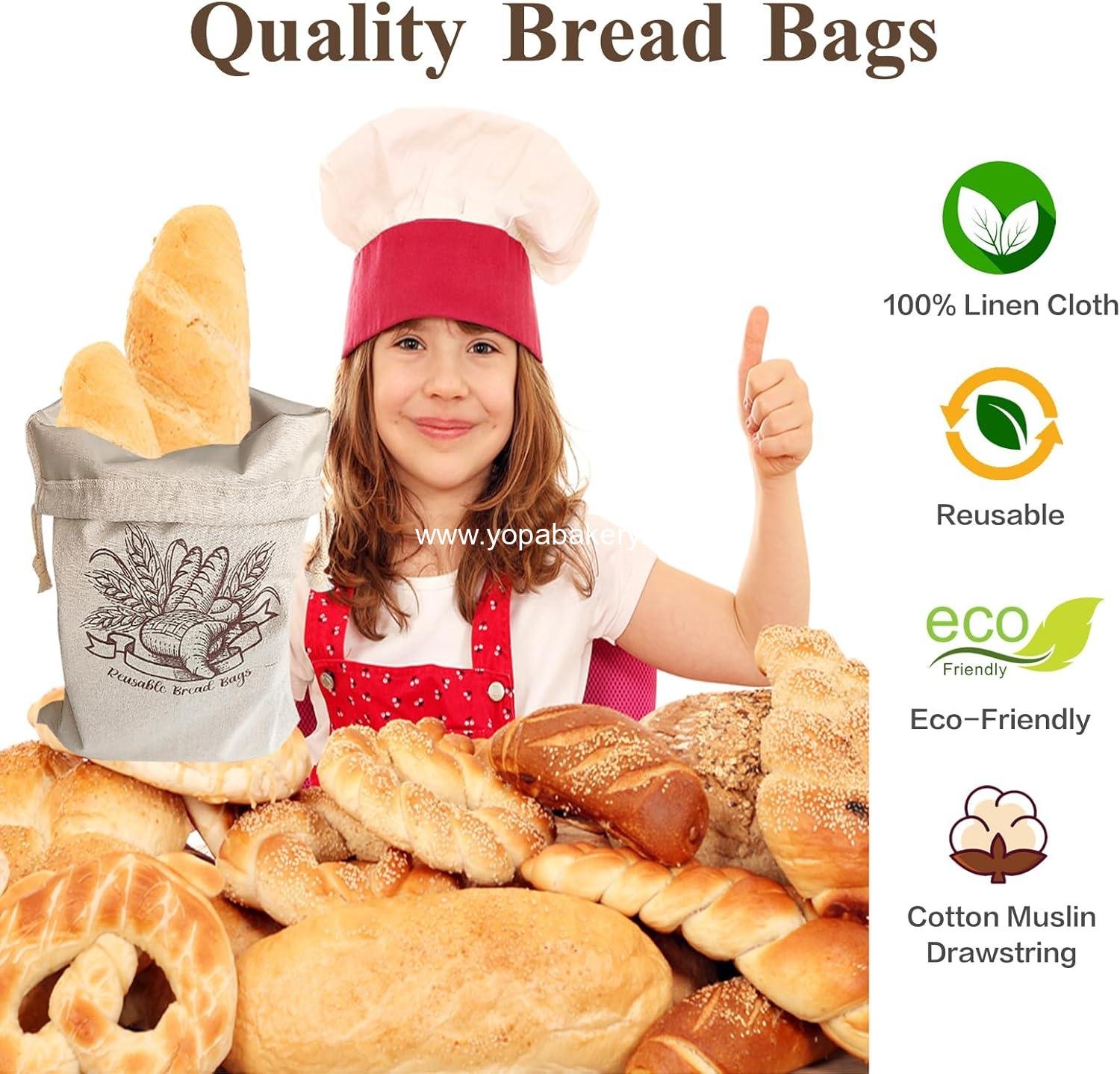Wholesale 2 Pack Reusable Bread Bags - Natural Linen Drawstring Bags for Homemade Bread Storage (15.7