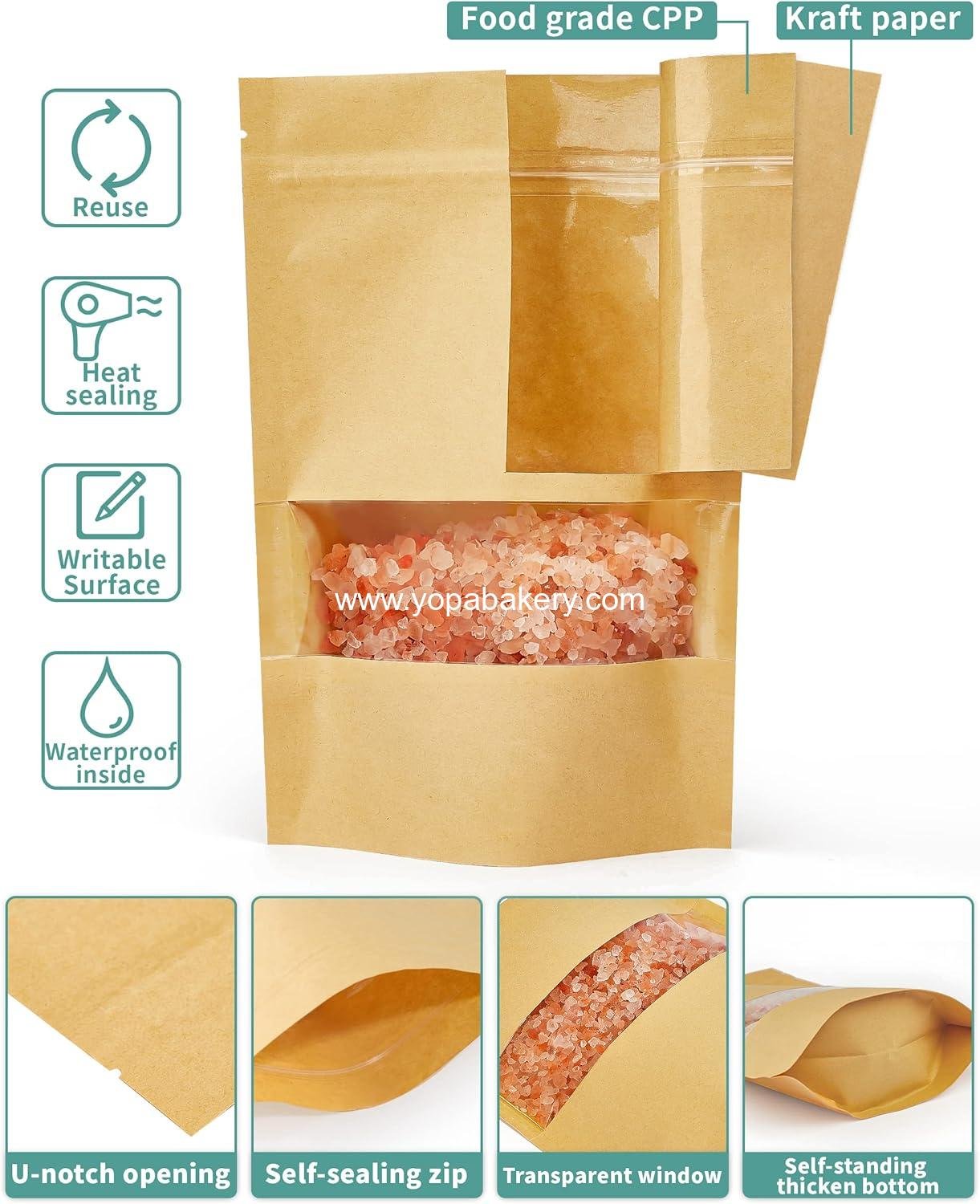 Wholesale 100 Pcs Brown Paper Bags with Window, 3.5