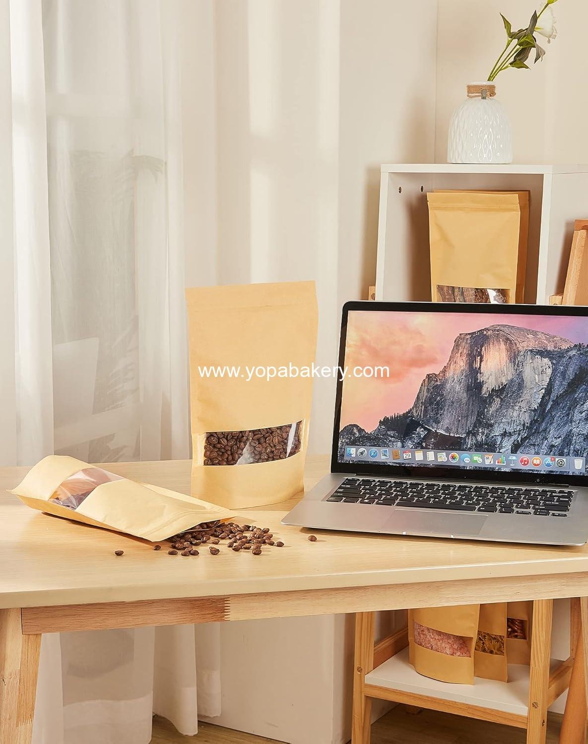 Wholesale 100 Pcs Brown Paper Bags with Window, 3.5