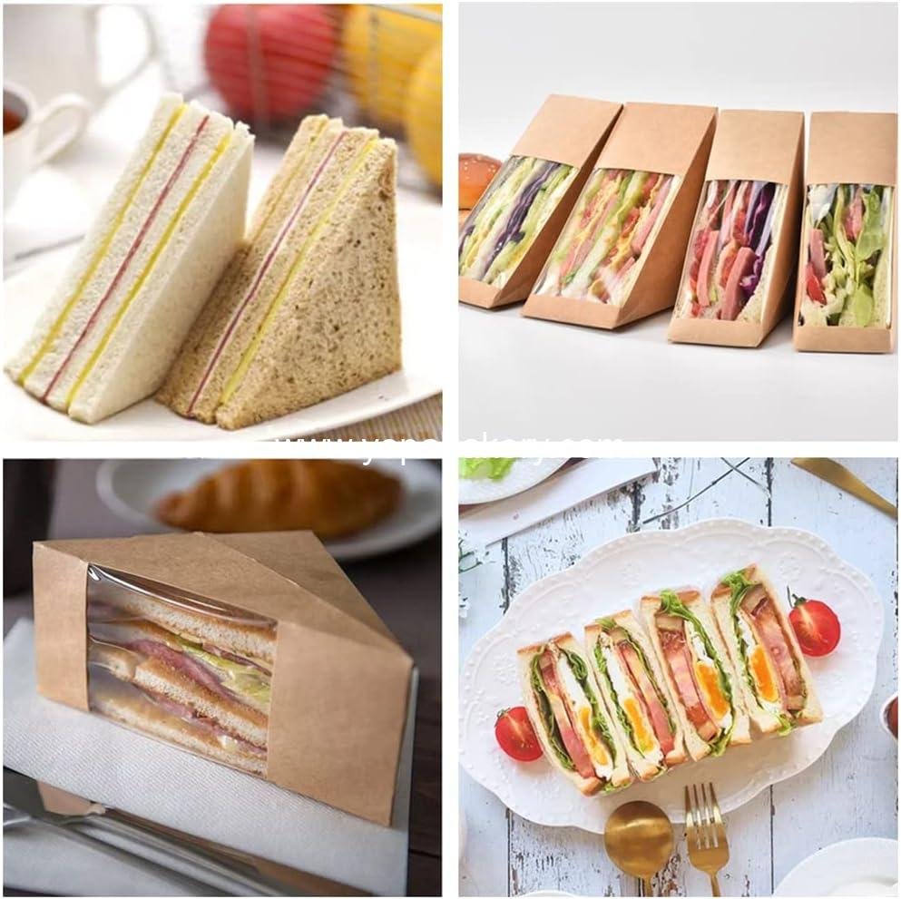 OEM 100 Pcs Eco-Friendly Sandwich Paper Boxes with Window Display for Bakery and Restaurant Takeaway - Wholesale Factory