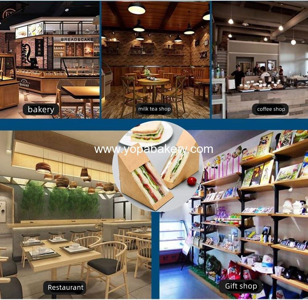 OEM 100 Pcs Eco-Friendly Sandwich Paper Boxes with Window Display for Bakery and Restaurant Takeaway - Wholesale Factory