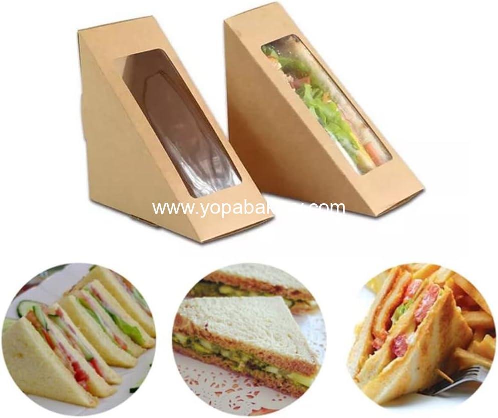 OEM 100 Pcs Eco-Friendly Sandwich Paper Boxes with Window Display for Bakery and Restaurant Takeaway - Wholesale Factory