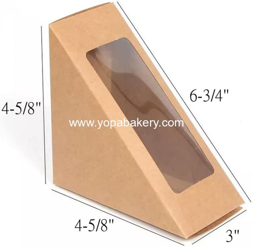 OEM 100 Pcs Eco-Friendly Sandwich Paper Boxes with Window Display for Bakery and Restaurant Takeaway - Wholesale Factory