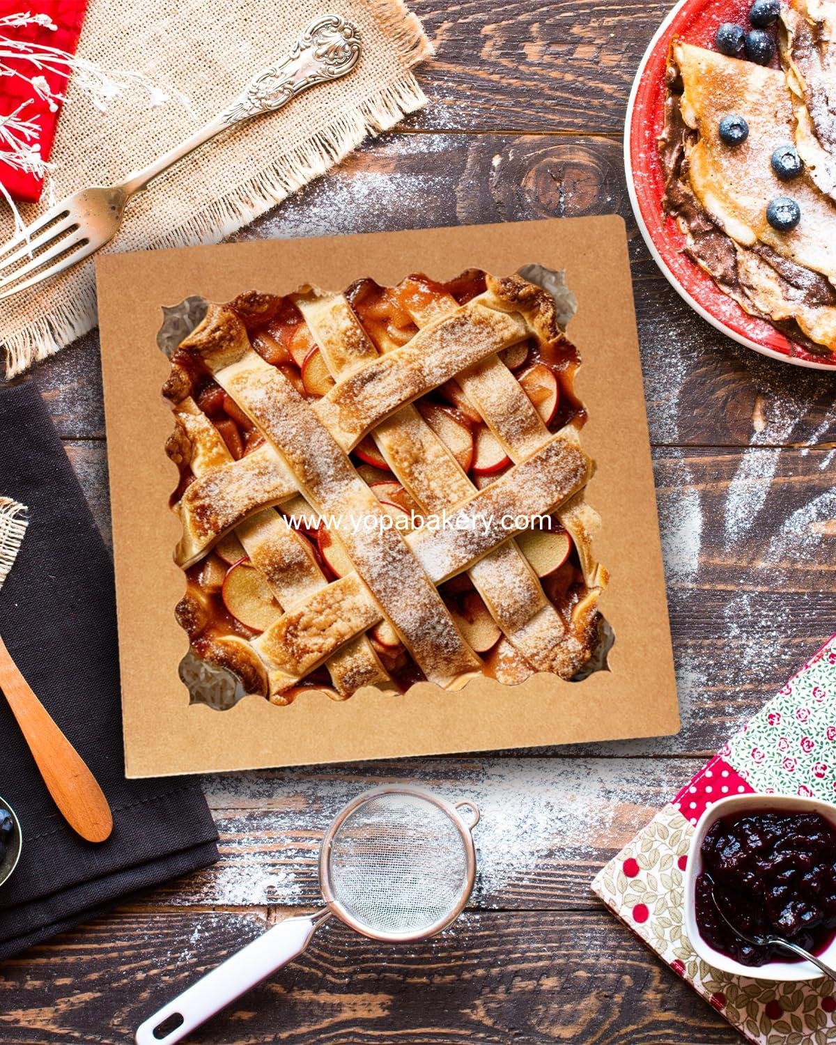 Wholesale 20pcs Brown Pie Boxes 12 x 12 x 3 inches Easy Assemble Macaroon Cookie Bakery Boxes with Window (Auto-pop Up) Factory