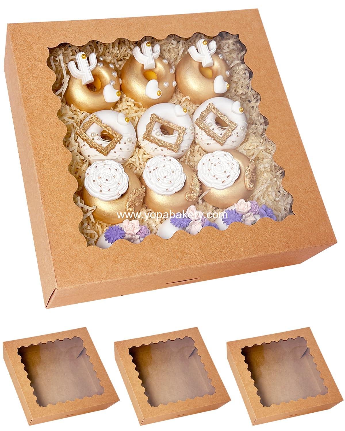 Wholesale 20pcs Brown Pie Boxes 12 x 12 x 3 inches Easy Assemble Macaroon Cookie Bakery Boxes with Window (Auto-pop Up) Factory