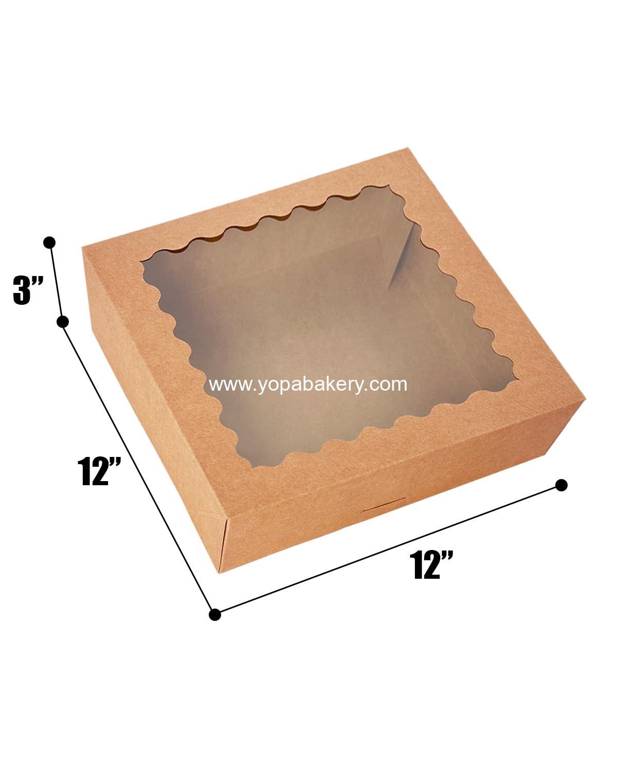 Wholesale 20pcs Brown Pie Boxes 12 x 12 x 3 inches Easy Assemble Macaroon Cookie Bakery Boxes with Window (Auto-pop Up) Factory