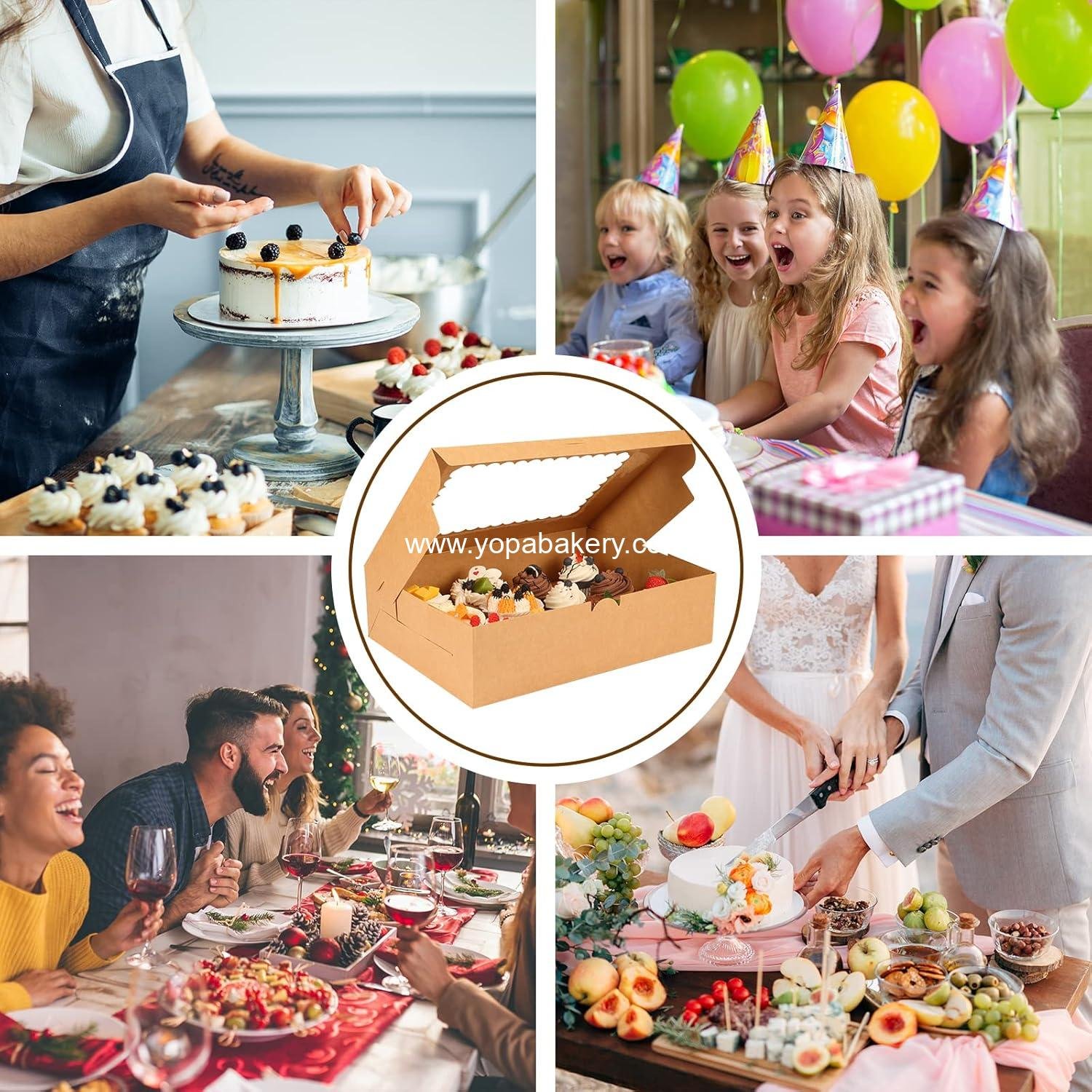 Wholesale 34 Sets Cupcake Boxes, Hold 12 Count Cupcake Containers with Window and Inserts, 13 x 10 x 3.5 Inches Kraft Bakery Carrier for Birthday and Holiday Parties, Factory