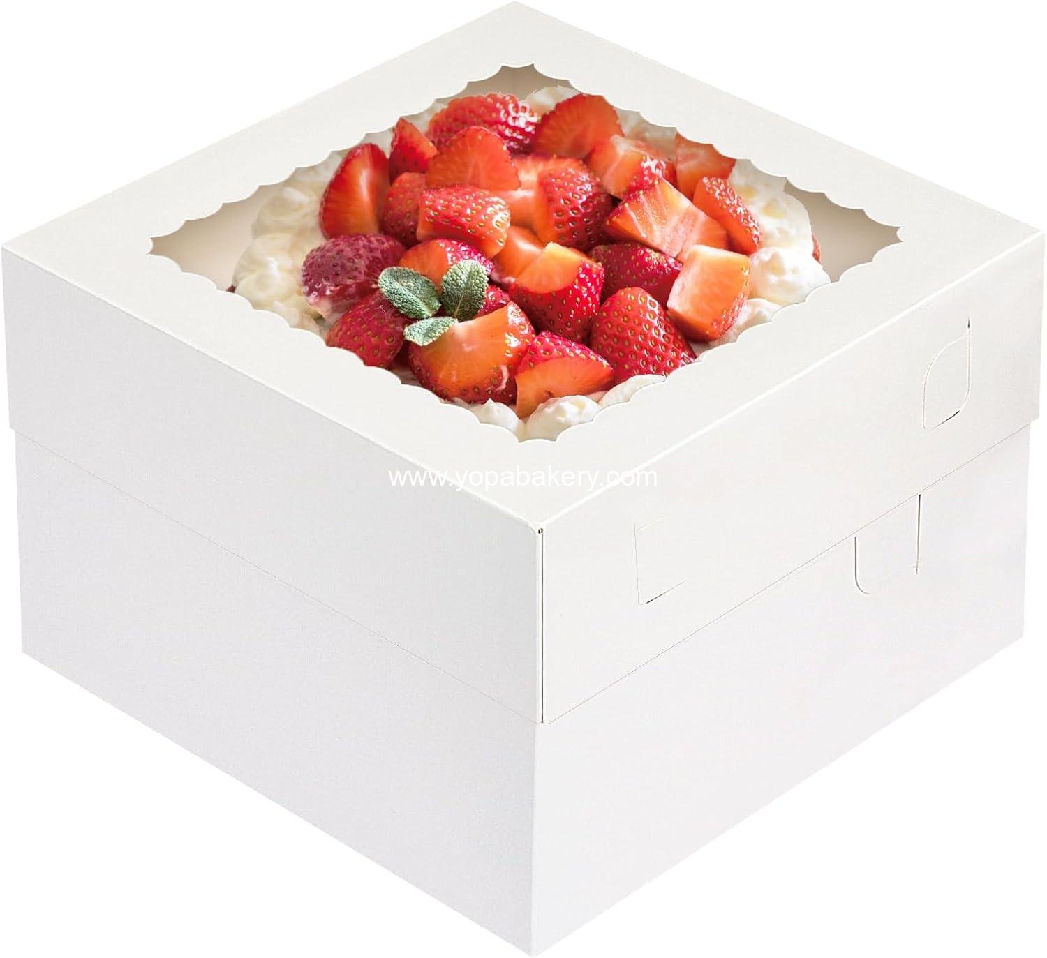 Moretoes 15Pcs Cake Boxes, 12x12x8 Inch White Bakery Boxes with Window Cake Containers Tall Dessert Cardboard Boxes