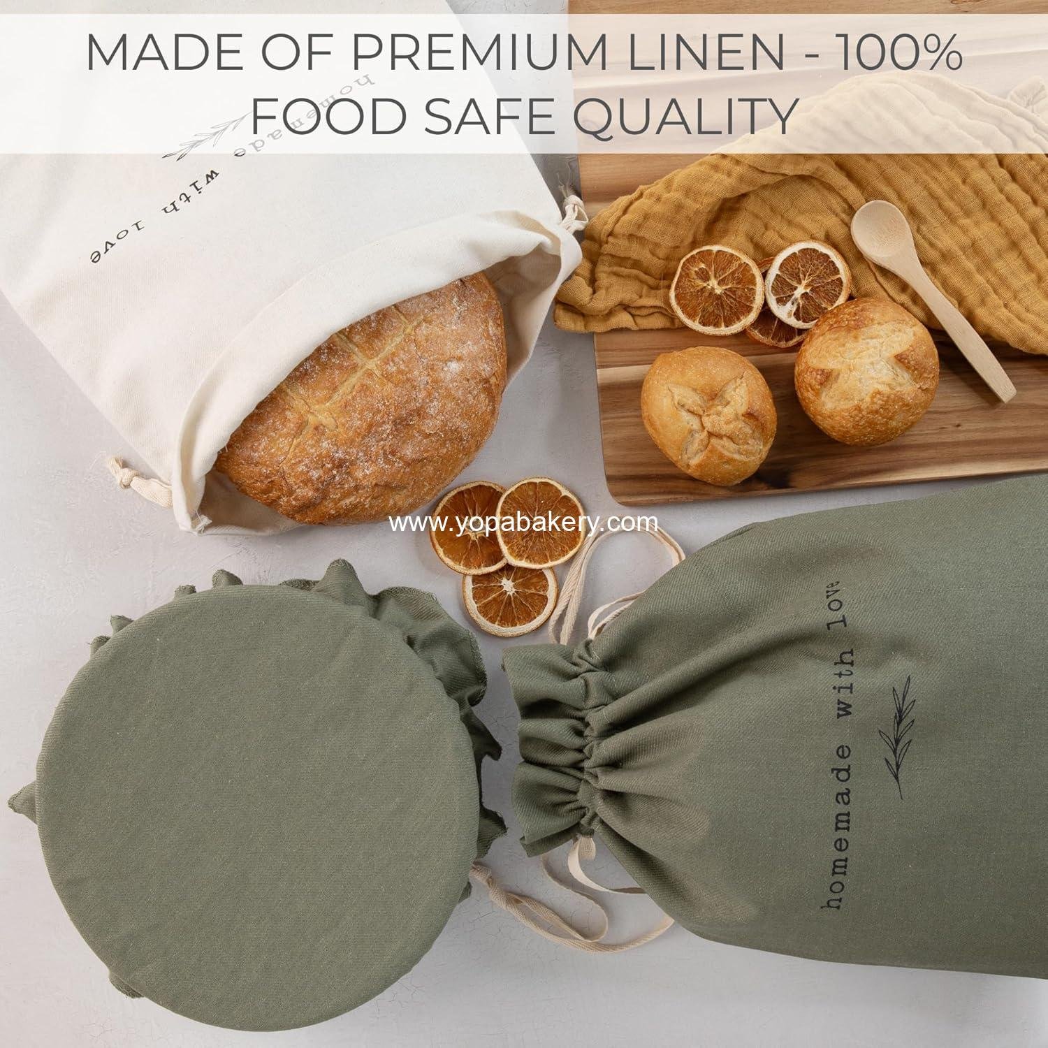 Wholesale Beautiful Linen Bread Bag Set and Proofing Cover for Homemade Sourdough - Keeps Your Loaf Fresh for Days - Reusable and Easy to Clean Storage - Perfect Baking Accessory Factory