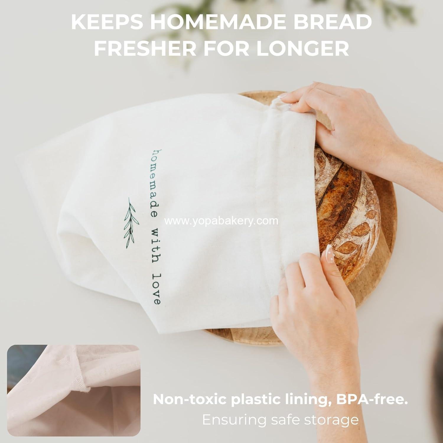 Wholesale Beautiful Linen Bread Bag Set and Proofing Cover for Homemade Sourdough - Keeps Your Loaf Fresh for Days - Reusable and Easy to Clean Storage - Perfect Baking Accessory Factory