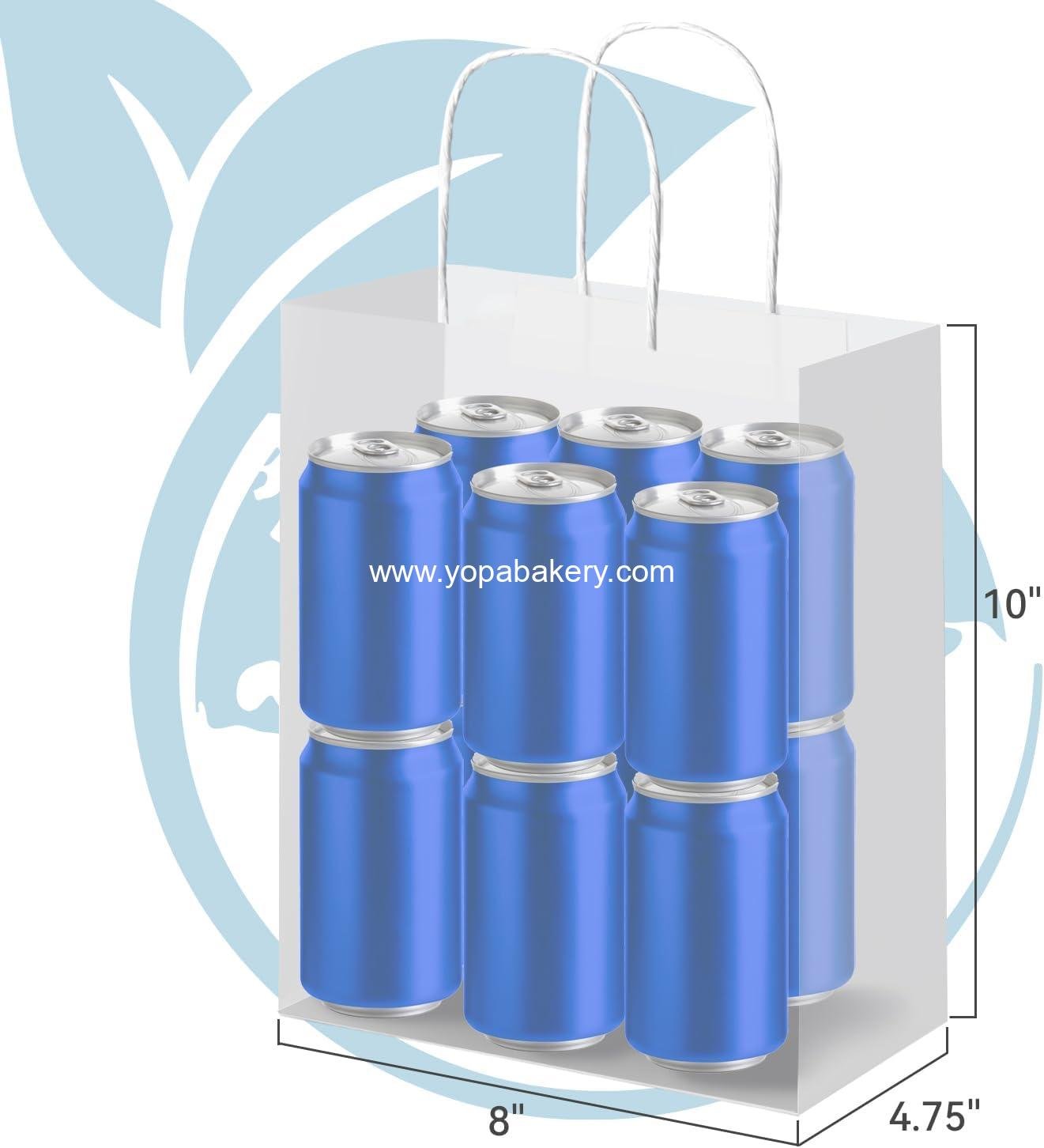 Wholesale 100Pcs White Paper Gift Bags Medium Size 8x4.75x10 inch Kraft Paper Bags with Handles for Shopping, Craft, Business, Retail, Party Favor, Takeout, Goodie, Grocery Factory