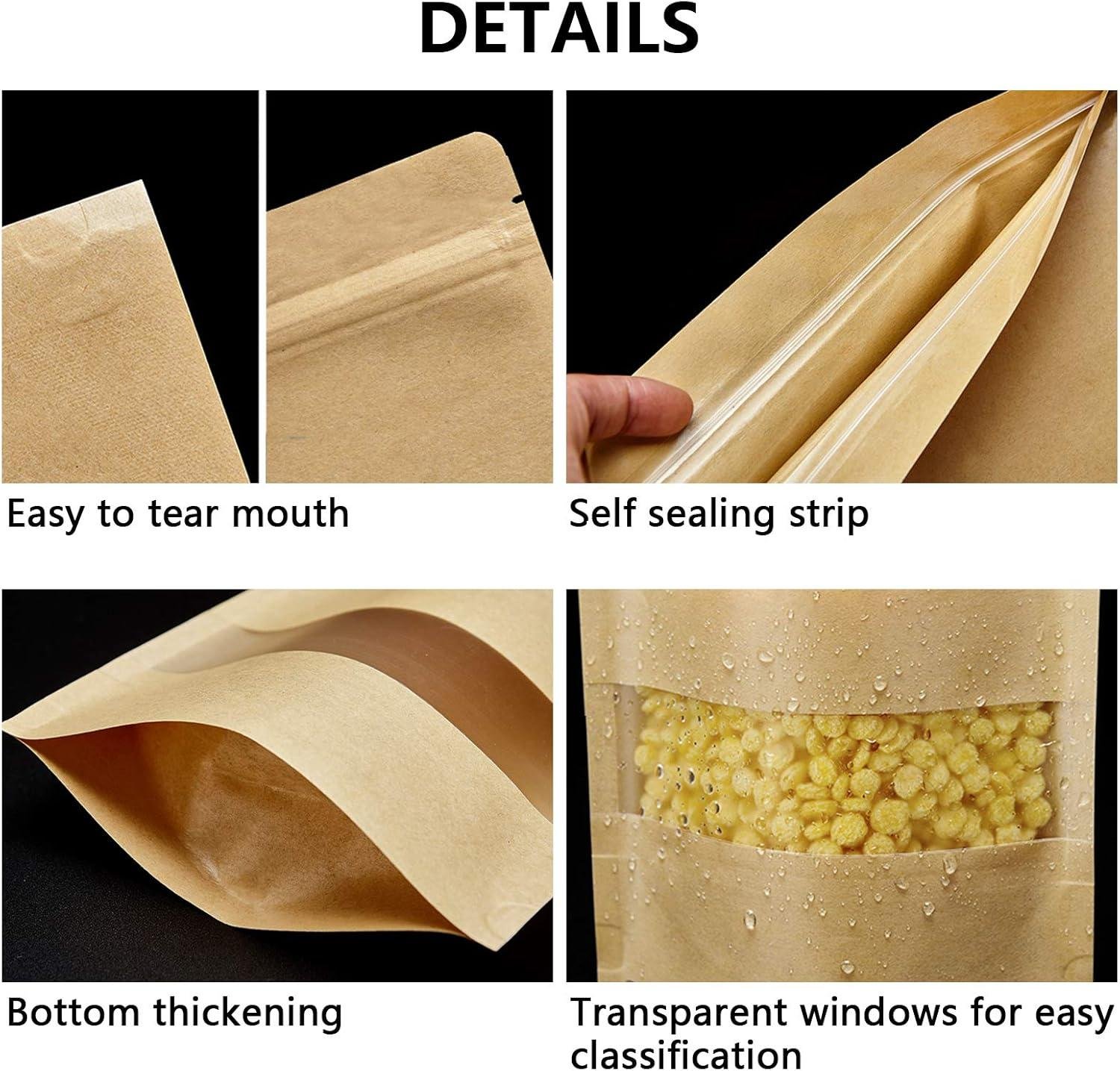 Wholesale 100 Pcs Resealable Paper Bags 3.5
