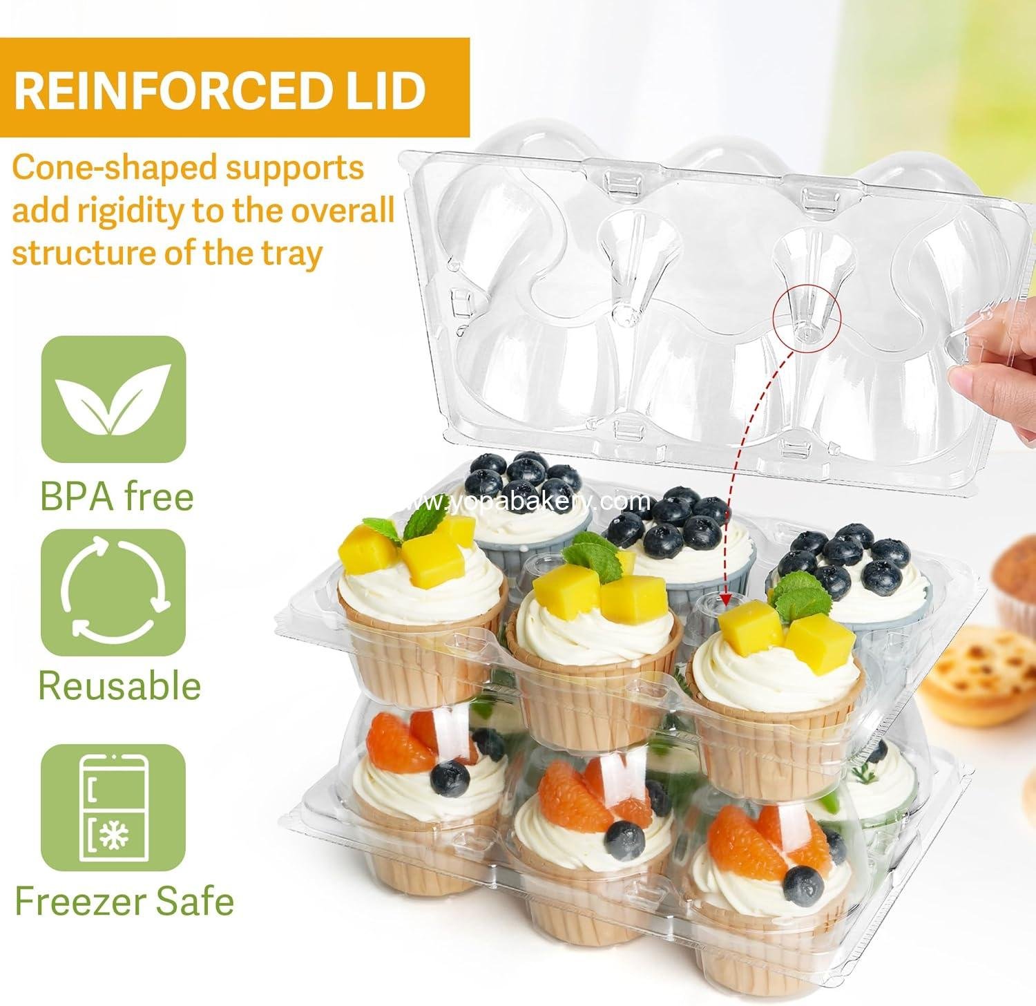 Wholesale 6-Count Cupcake Containers, 40 Sets Clear Muffin Holders with Detachable Tall Dome Lid, Disposable BPA-Free Carriers, Standard Size - Manufacturer